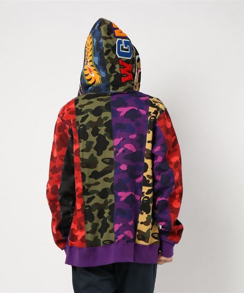 Bape mix camo crazy shark full zip hoodie fashion