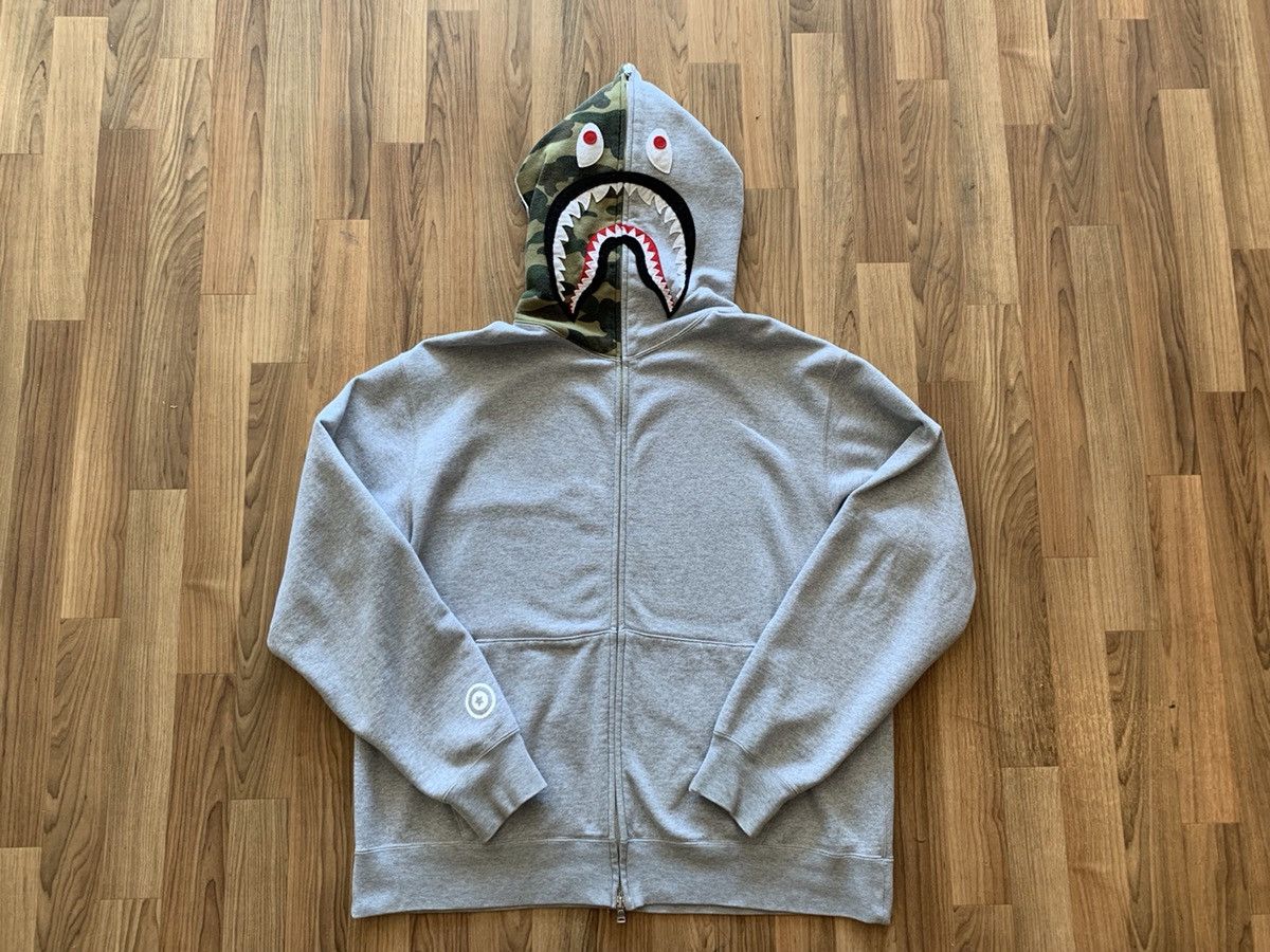 Pre-owned Bape Og  Camo Shark Hoodie In Grey