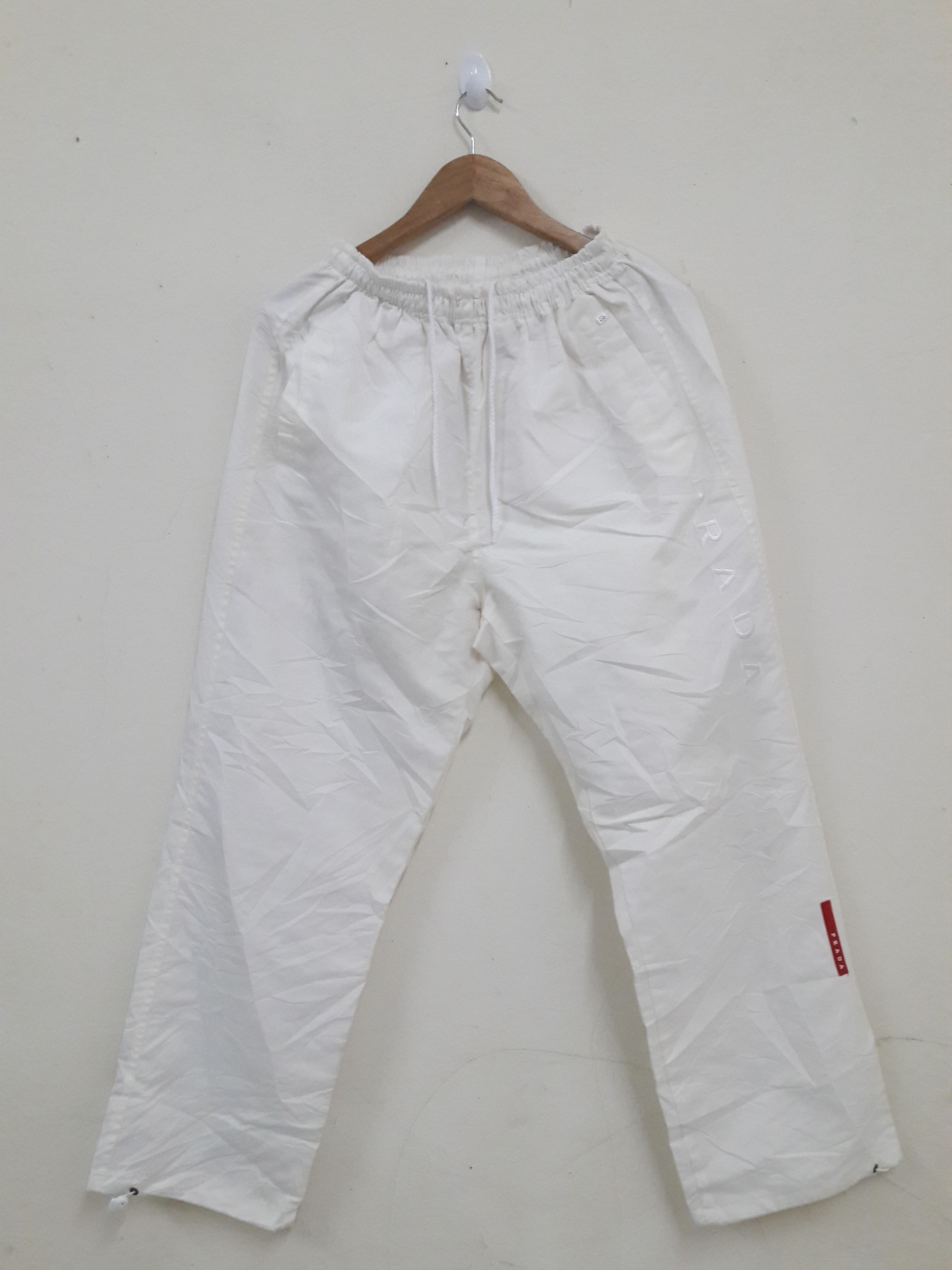 image of Vintage Nylon Jogger Prada Track Pant Sports Athletic in White, Men's (Size 32)