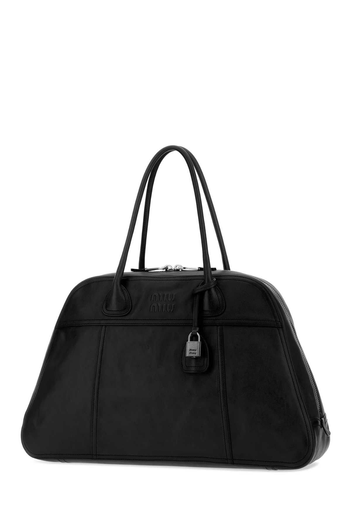 Miu Miu Black Leather Vivant Shopping Bag Size ONE SIZE - 2 Thumbnail