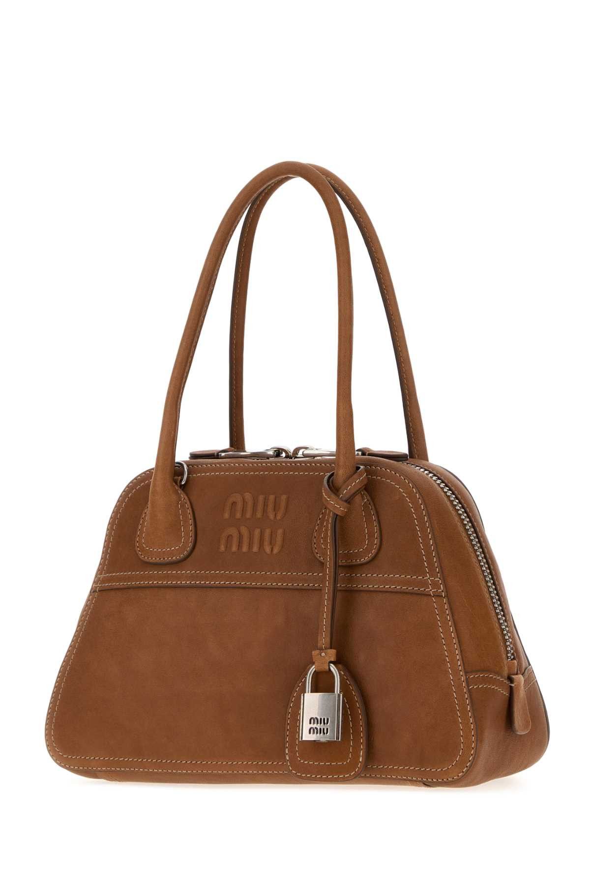 Miu Miu Camel Leather Vivant Handbag Size ONE SIZE - 2 Thumbnail