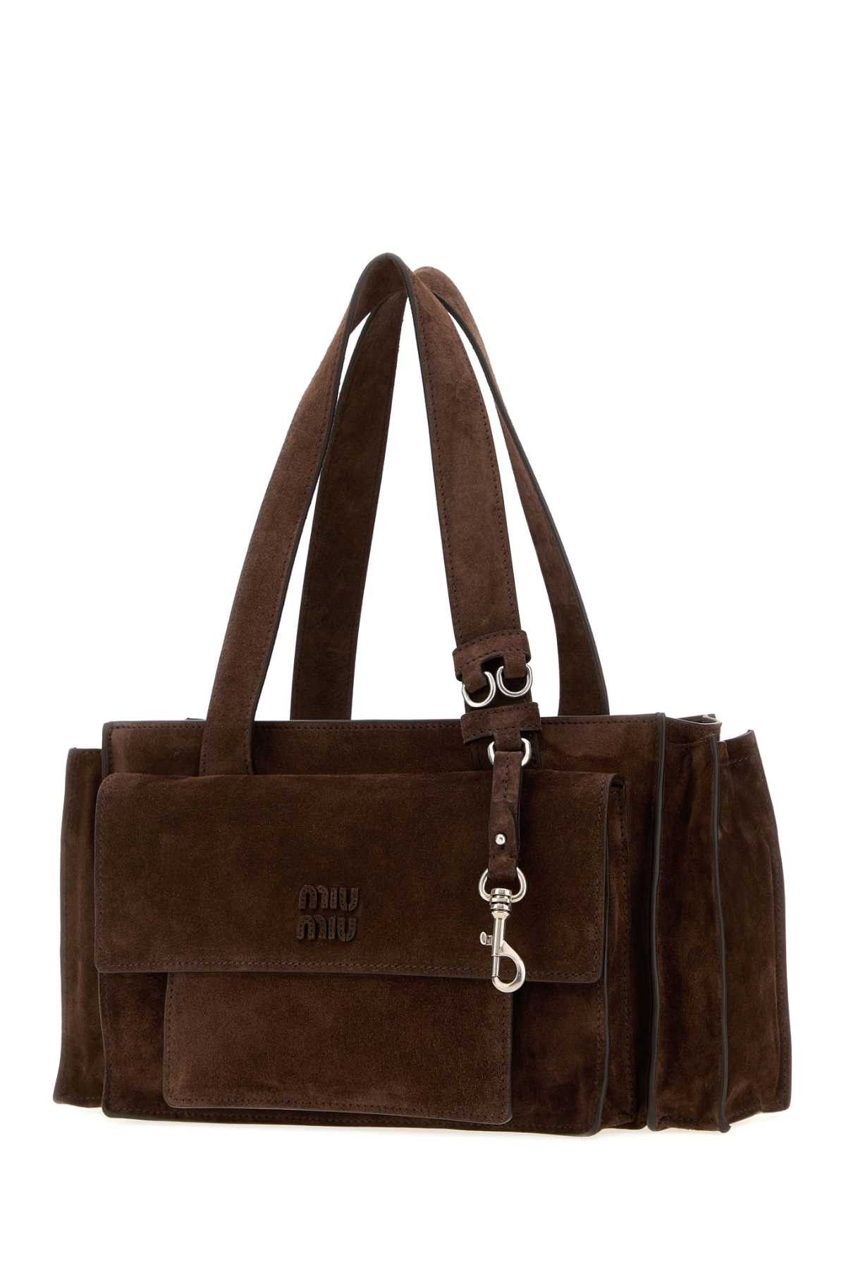 Miu Miu Dark Brown Suede Utilitaire Shopping Bag Size ONE SIZE - 2 Thumbnail