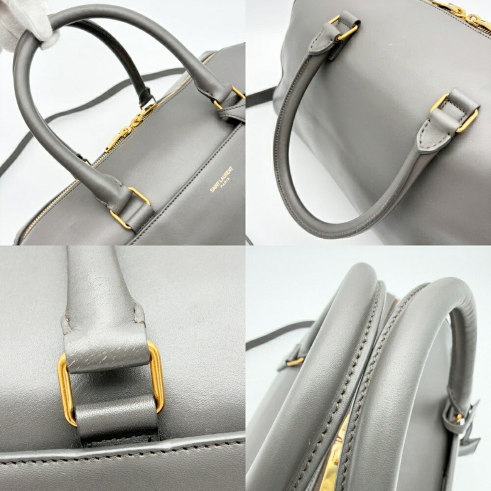 Saint Laurent Paris Saint Laurent Women's Bag, Shoulder 2-way Classic Duffle 6 322049, Leather, Gray, Mini Boston Bag Size ONE SIZE - 8 Thumbnail