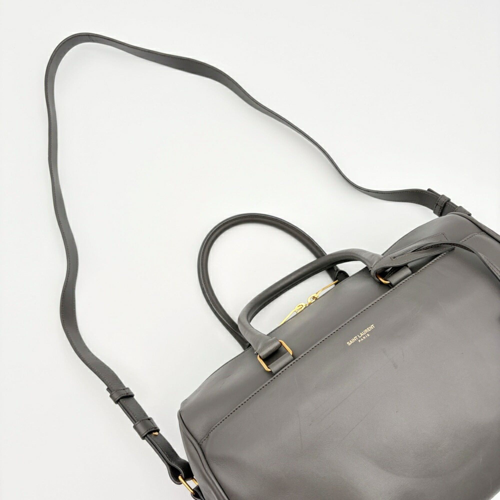 Saint Laurent Paris Saint Laurent Women's Bag, Shoulder 2-way Classic Duffle 6 322049, Leather, Gray, Mini Boston Bag Size ONE SIZE - 6 Thumbnail