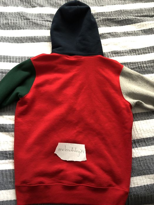 Supreme Supreme S Logo color blocked hoodie green red grey | Grailed