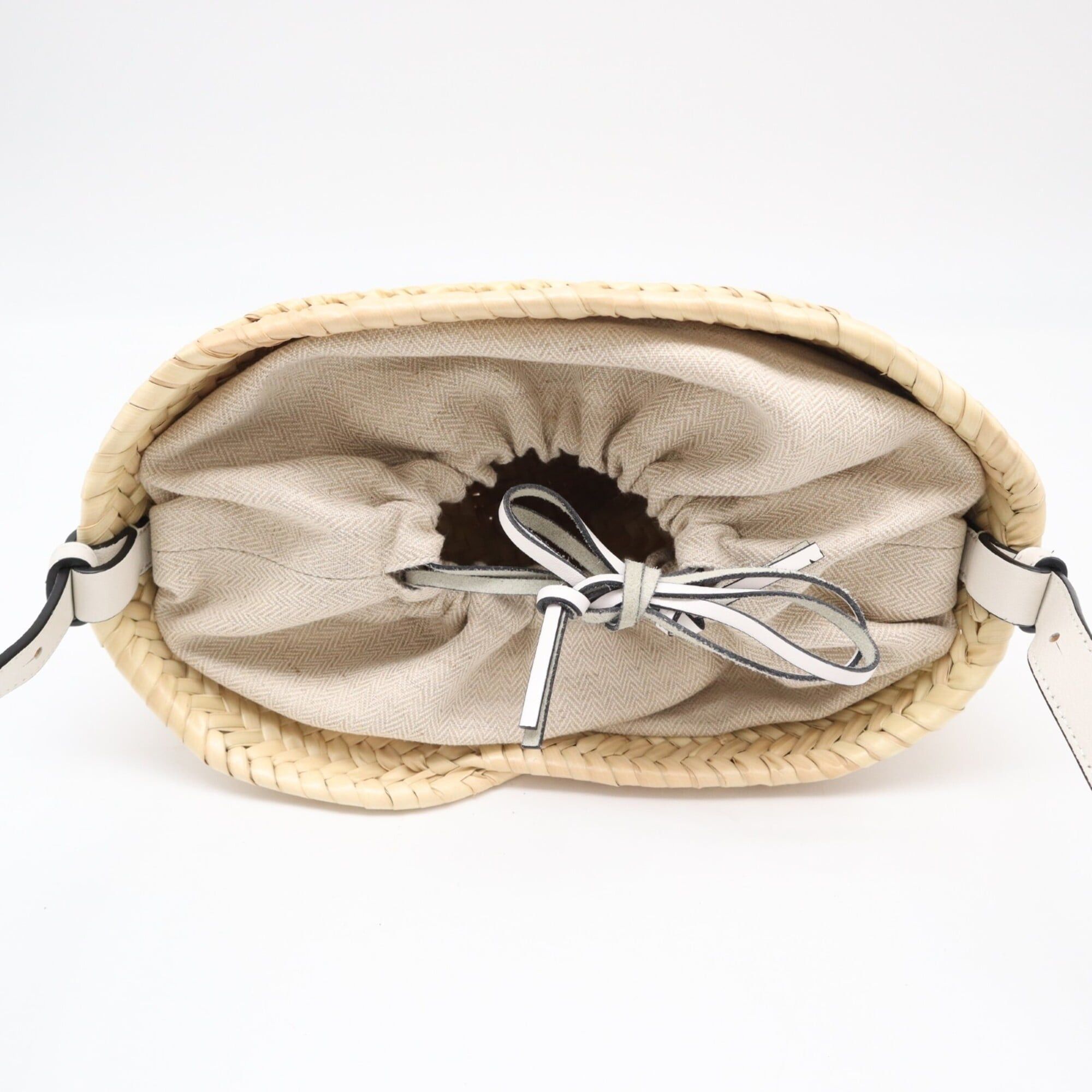Loewe LOEWE Drawstring Bucket Bag A223222X01 Handbag Beige White Calf Leather Palm Leaf Women's Size ONE SIZE - 8 Thumbnail