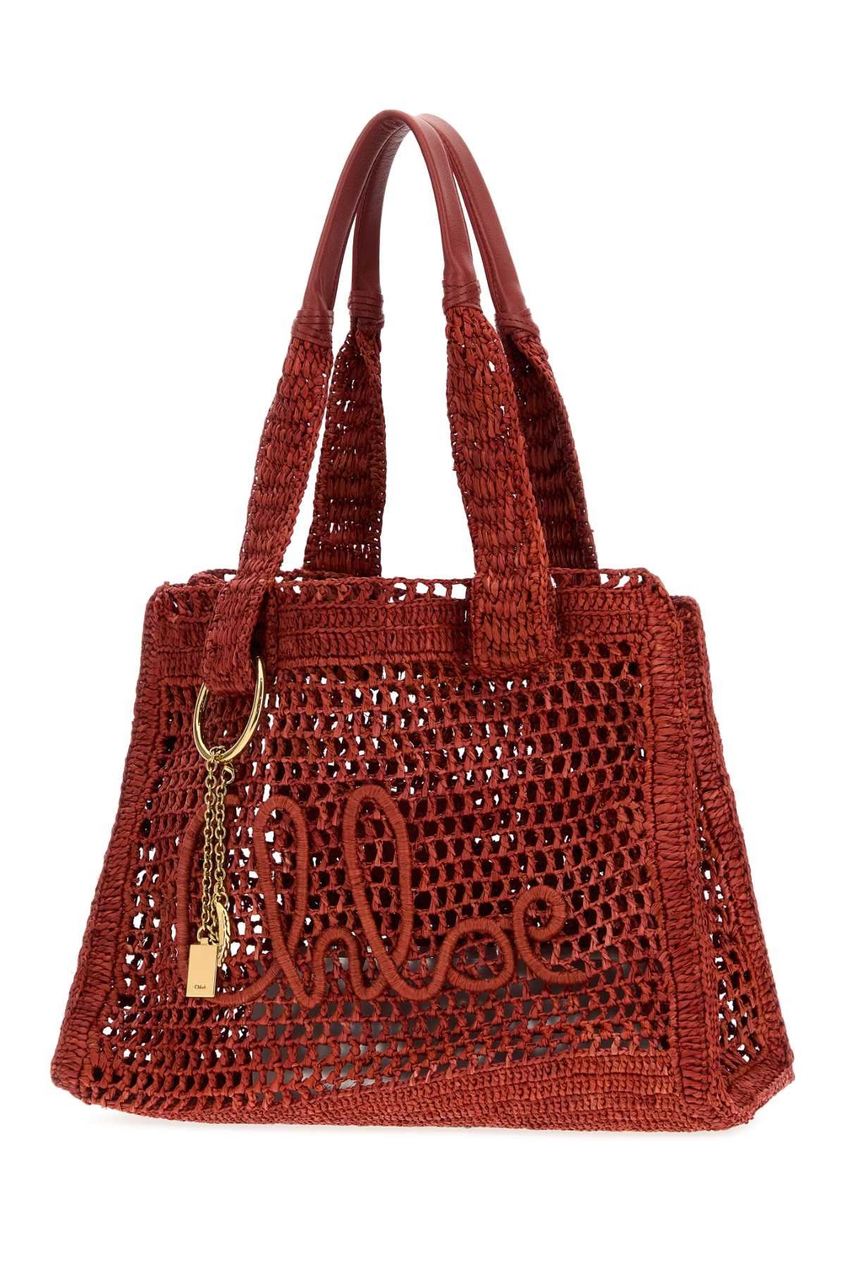 Chloe Red Raffia East-West Summer Banana Shopping Bag Size ONE SIZE - 2 Thumbnail