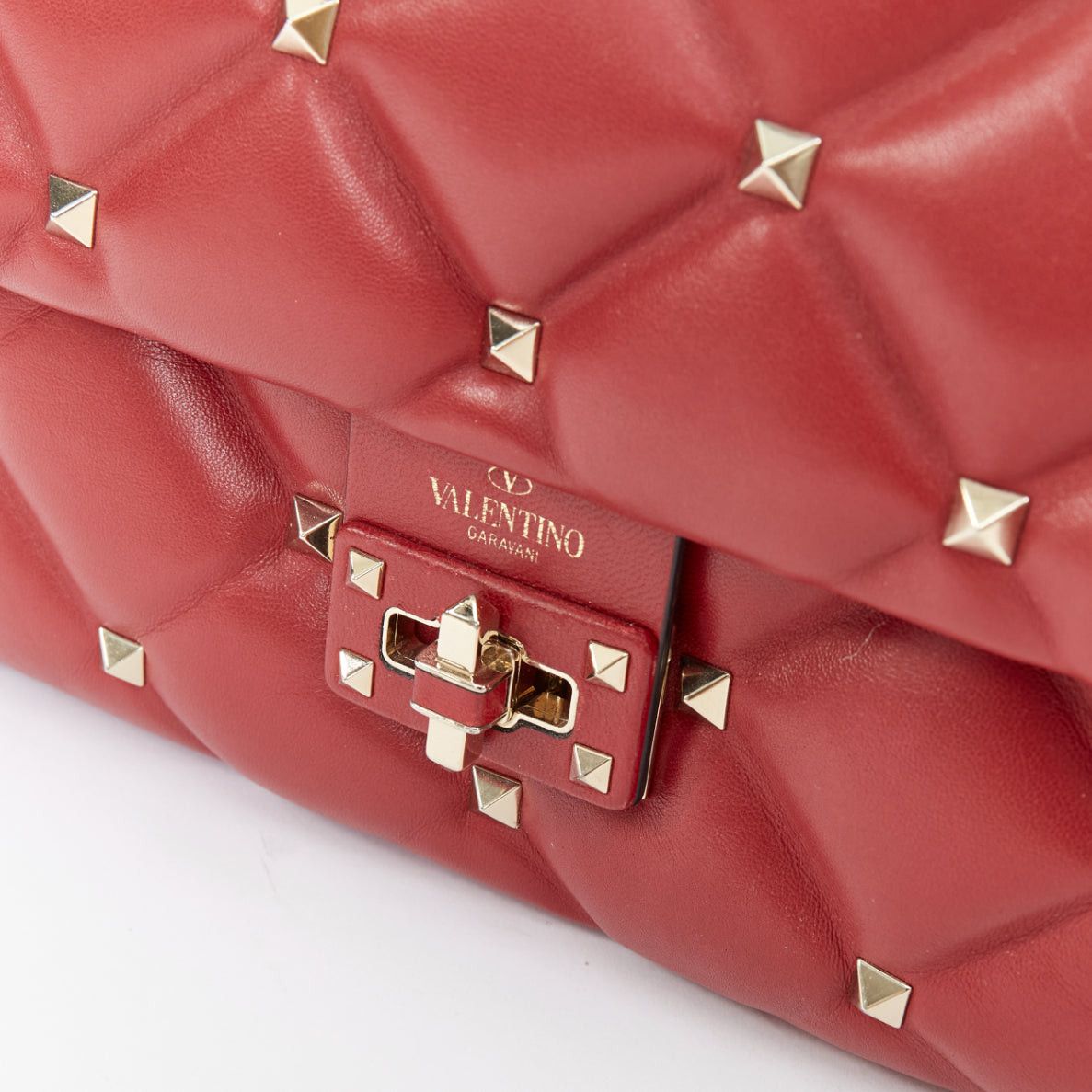 Valentino VALENTINO runway Candystud Rosso red quilted lambskin leather top handle bag Size ONE SIZE - 7 Thumbnail