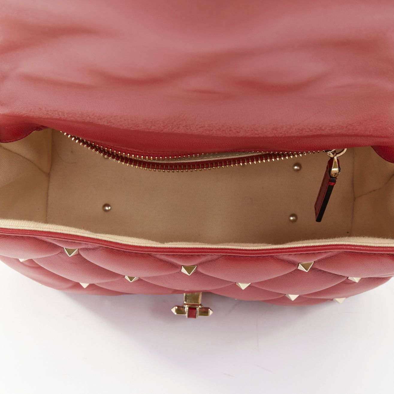 Valentino VALENTINO runway Candystud Rosso red quilted lambskin leather top handle bag Size ONE SIZE - 9 Thumbnail
