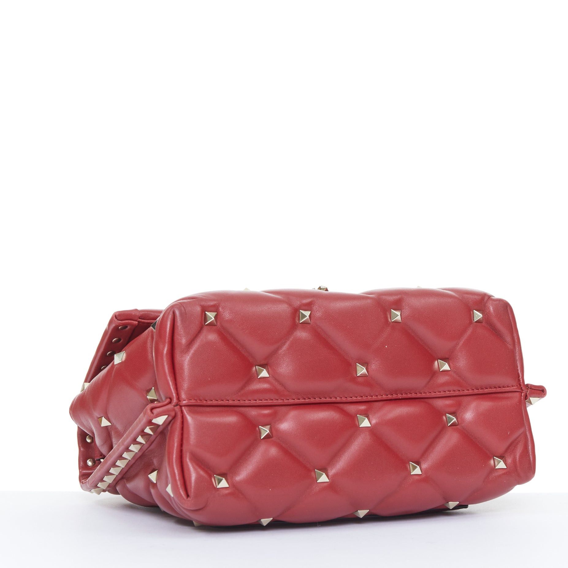 Valentino VALENTINO runway Candystud Rosso red quilted lambskin leather top handle bag Size ONE SIZE - 6 Thumbnail