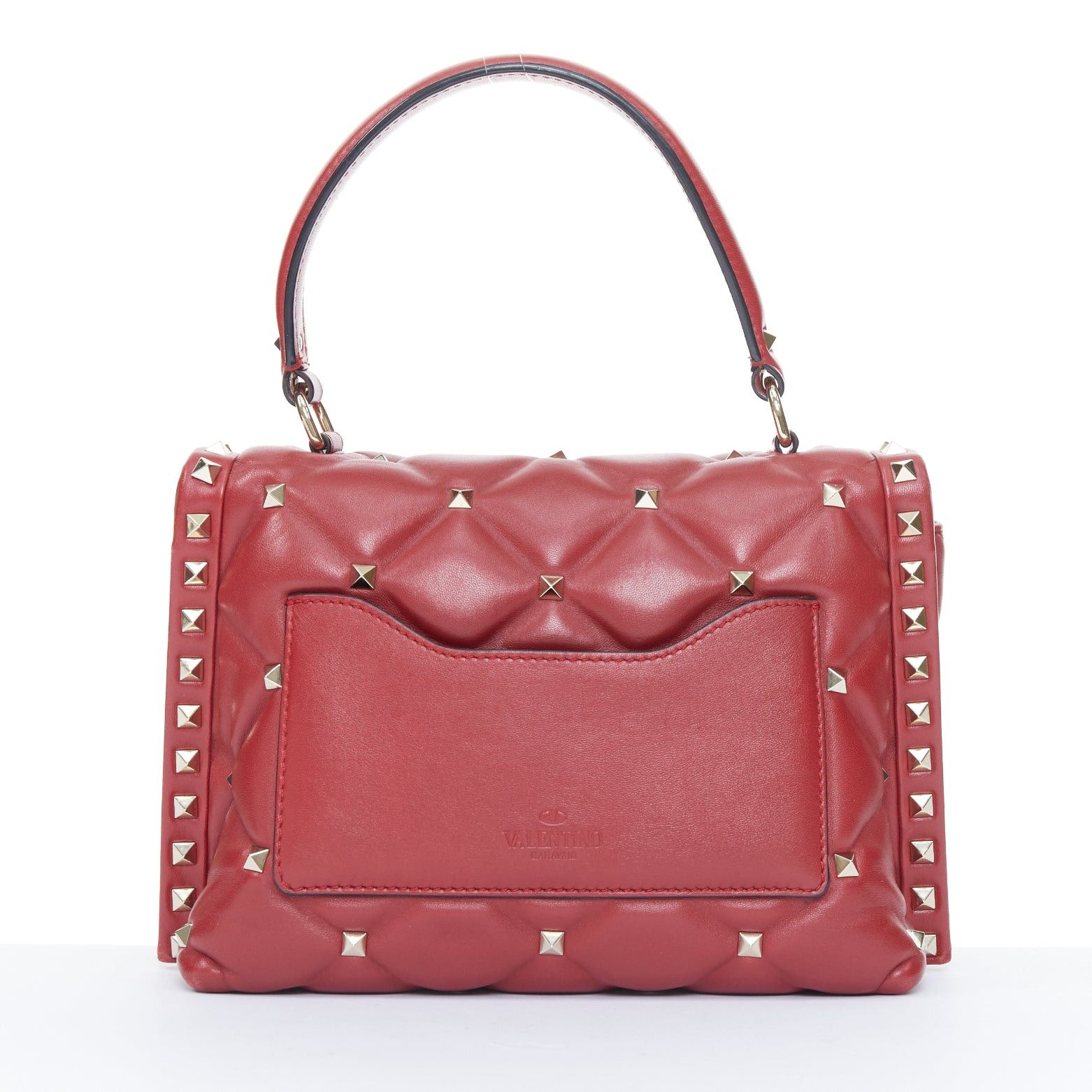 Valentino VALENTINO runway Candystud Rosso red quilted lambskin leather top handle bag Size ONE SIZE - 5 Thumbnail