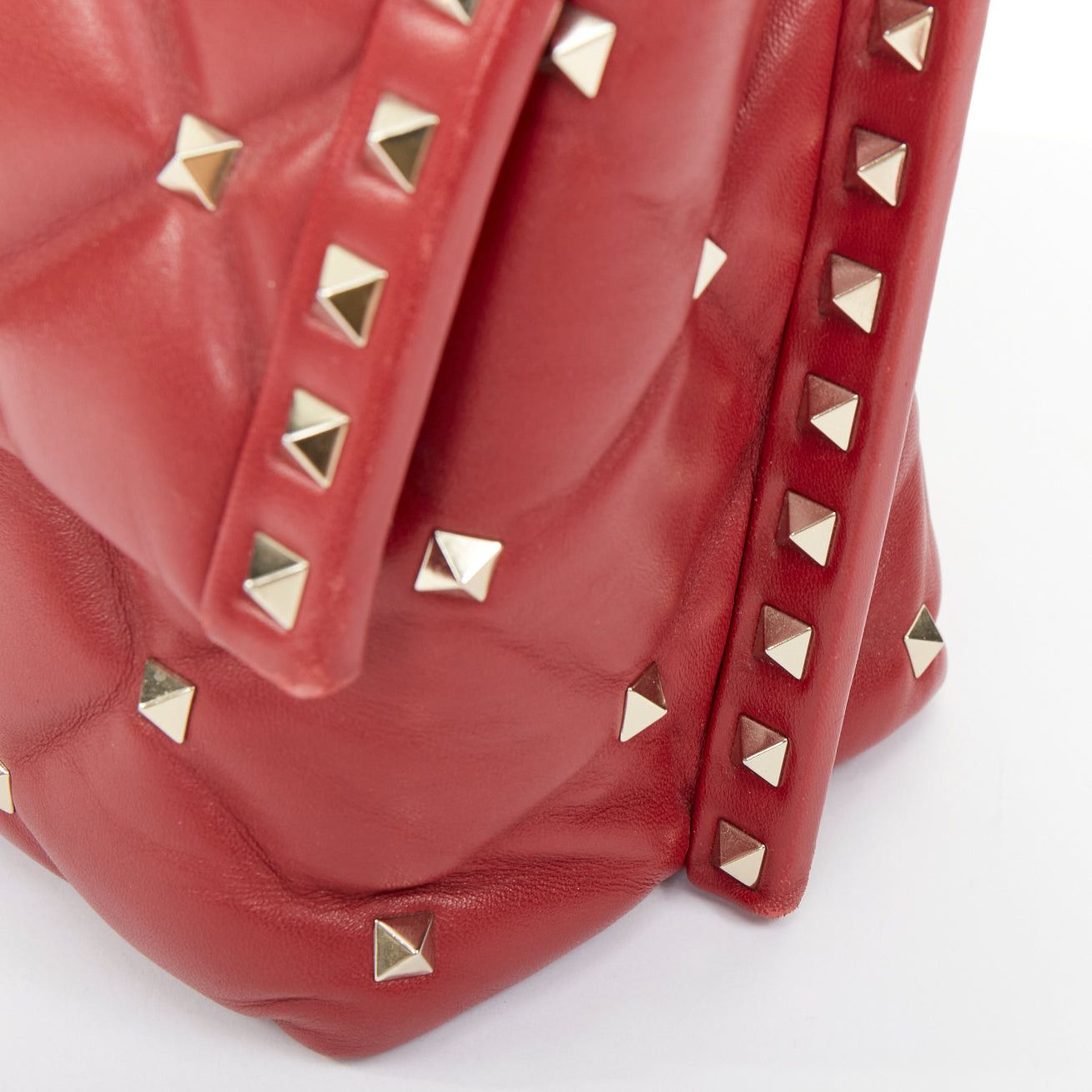 Valentino VALENTINO runway Candystud Rosso red quilted lambskin leather top handle bag Size ONE SIZE - 8 Thumbnail