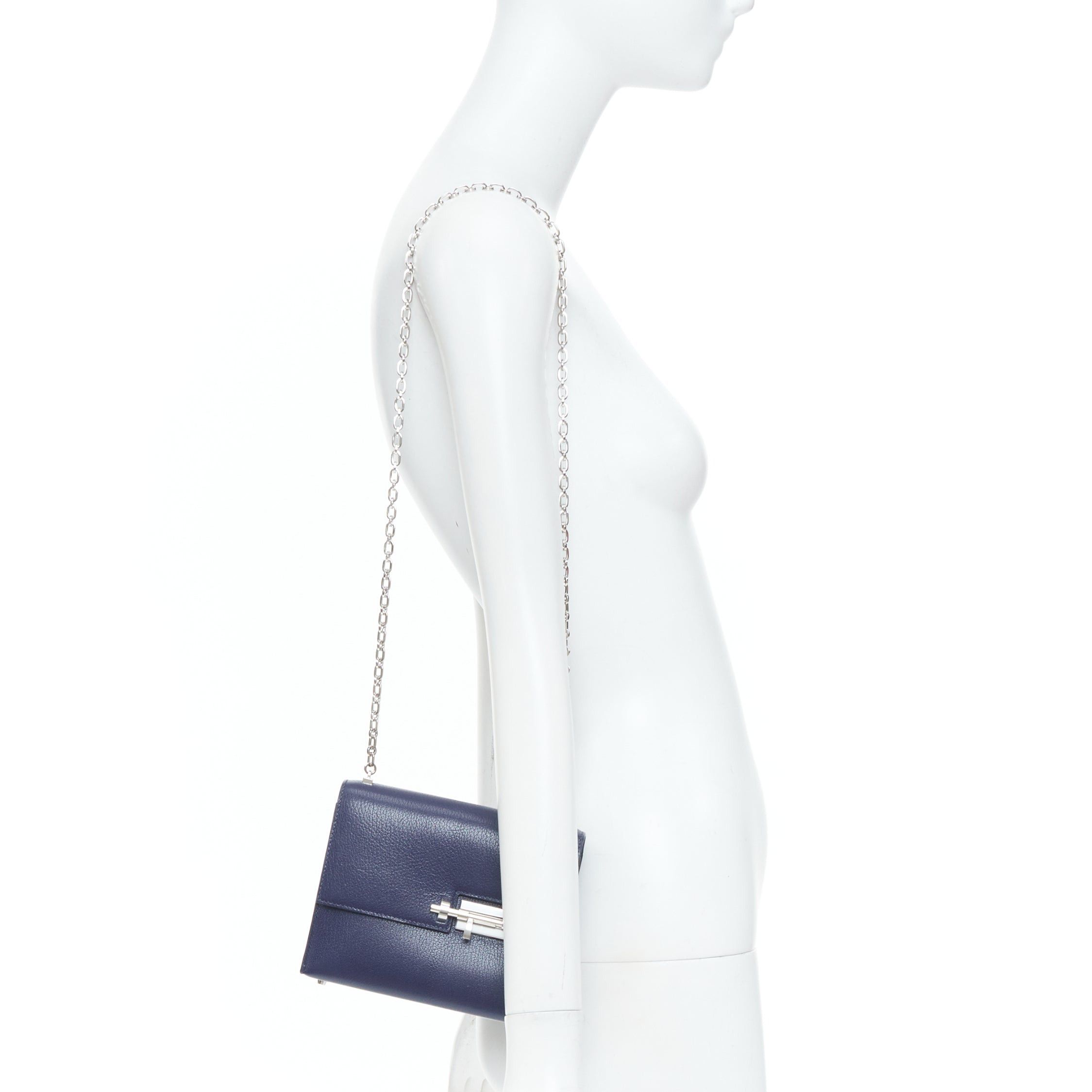 Hermes HERMES Runway Verrou Chaine Mini deep blue chevre leather shoulder handbag bag Size ONE SIZE - 2 Thumbnail