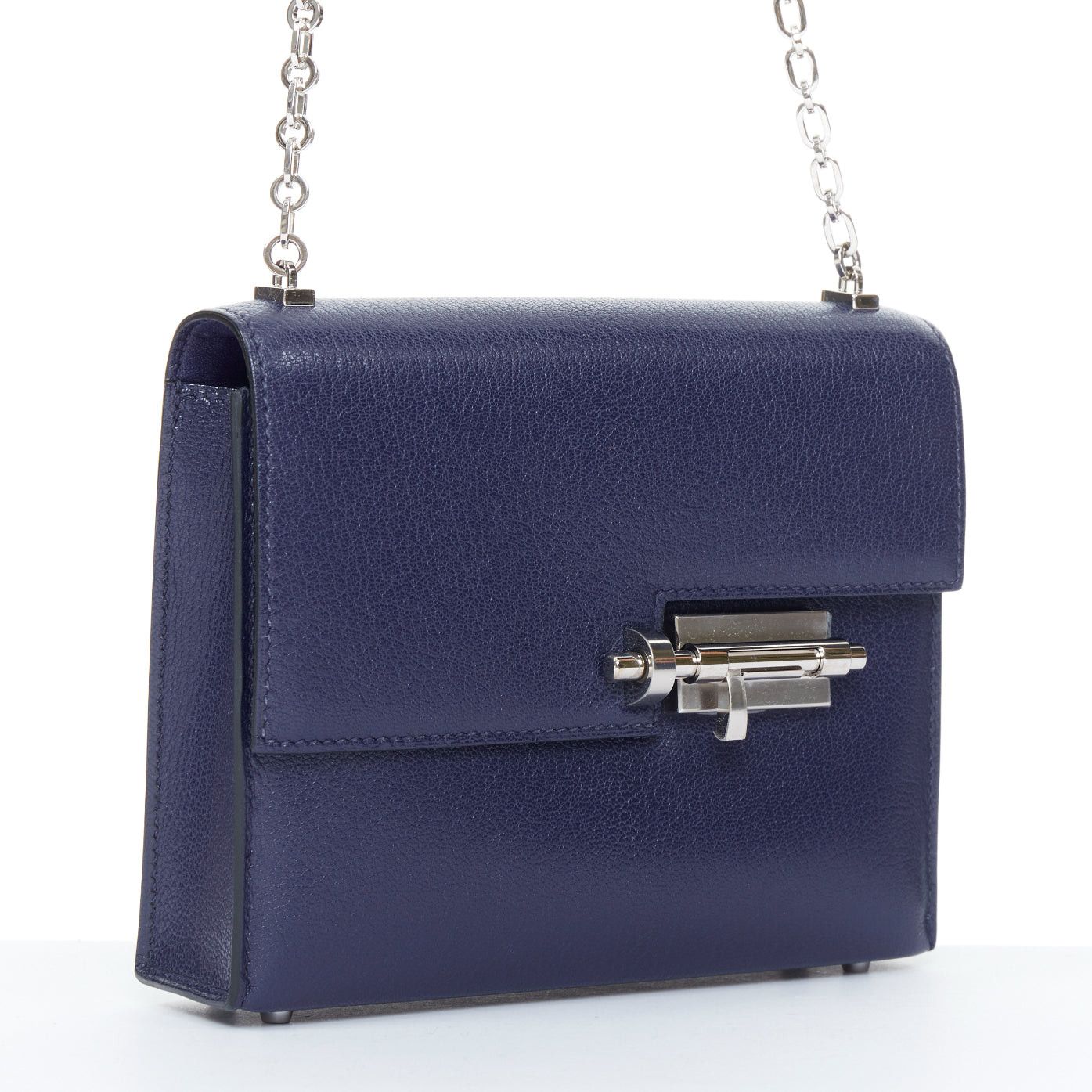 Hermes HERMES Runway Verrou Chaine Mini deep blue chevre leather shoulder handbag bag Size ONE SIZE - 3 Thumbnail