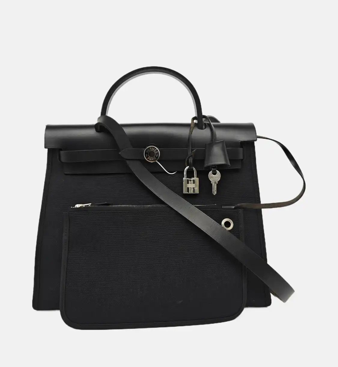 Hermes Hermes Herbag 31 black canvas shoulder bag handbag silver hardware D sub-pocket Size ONE SIZE - 8 Thumbnail