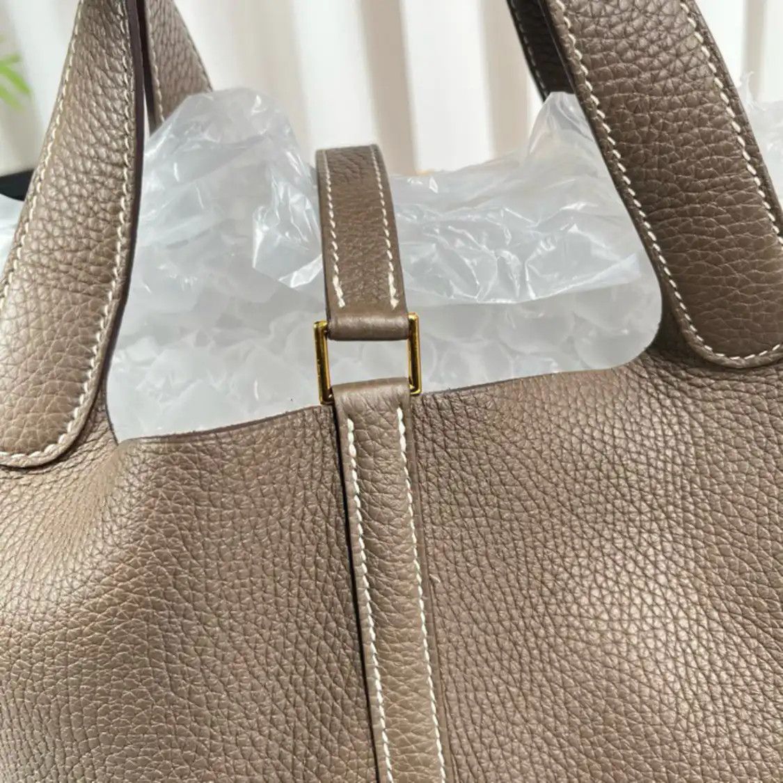 Hermes Hermes Picotin Lock 22 Dove Grey Clemence cowhide leather picotin handbag silver Size ONE SIZE - 7 Thumbnail