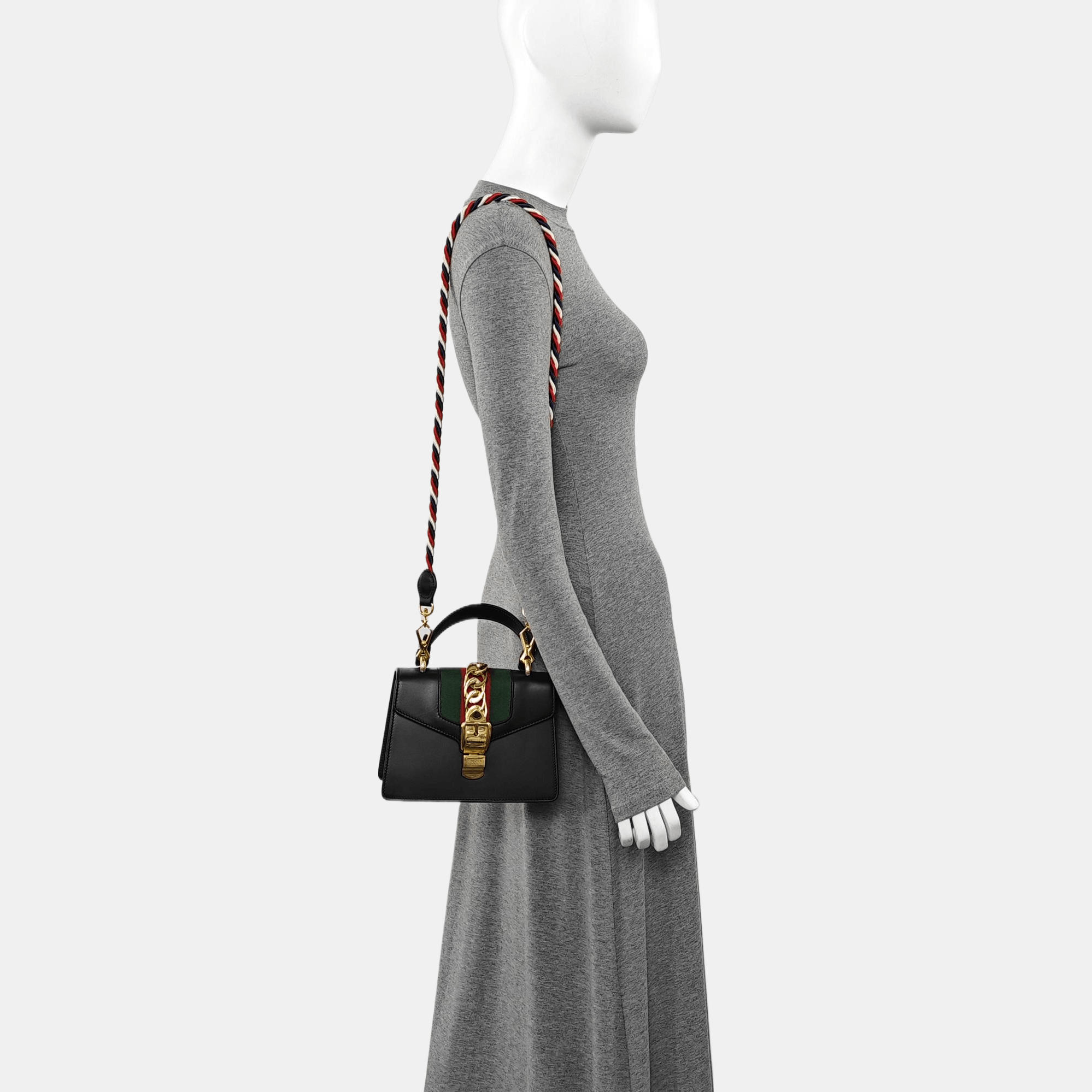 Gucci Gucci Sylvie Mini Black Leather Shoulder Bag Size ONE SIZE - 2 Thumbnail