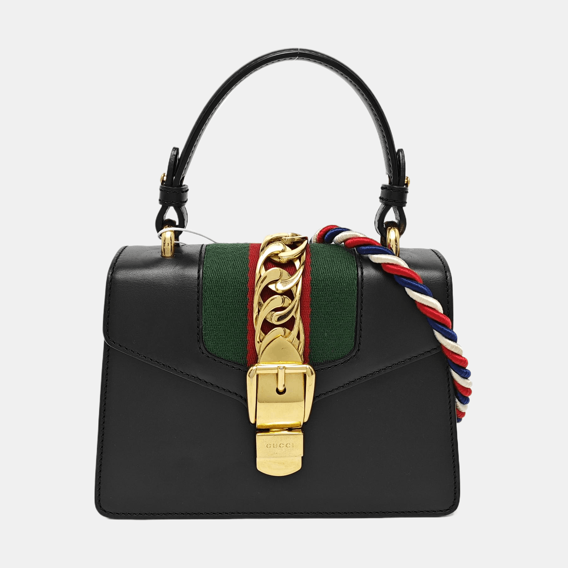 Gucci Gucci Sylvie Mini Black Leather Shoulder Bag Size ONE SIZE - 7 Thumbnail