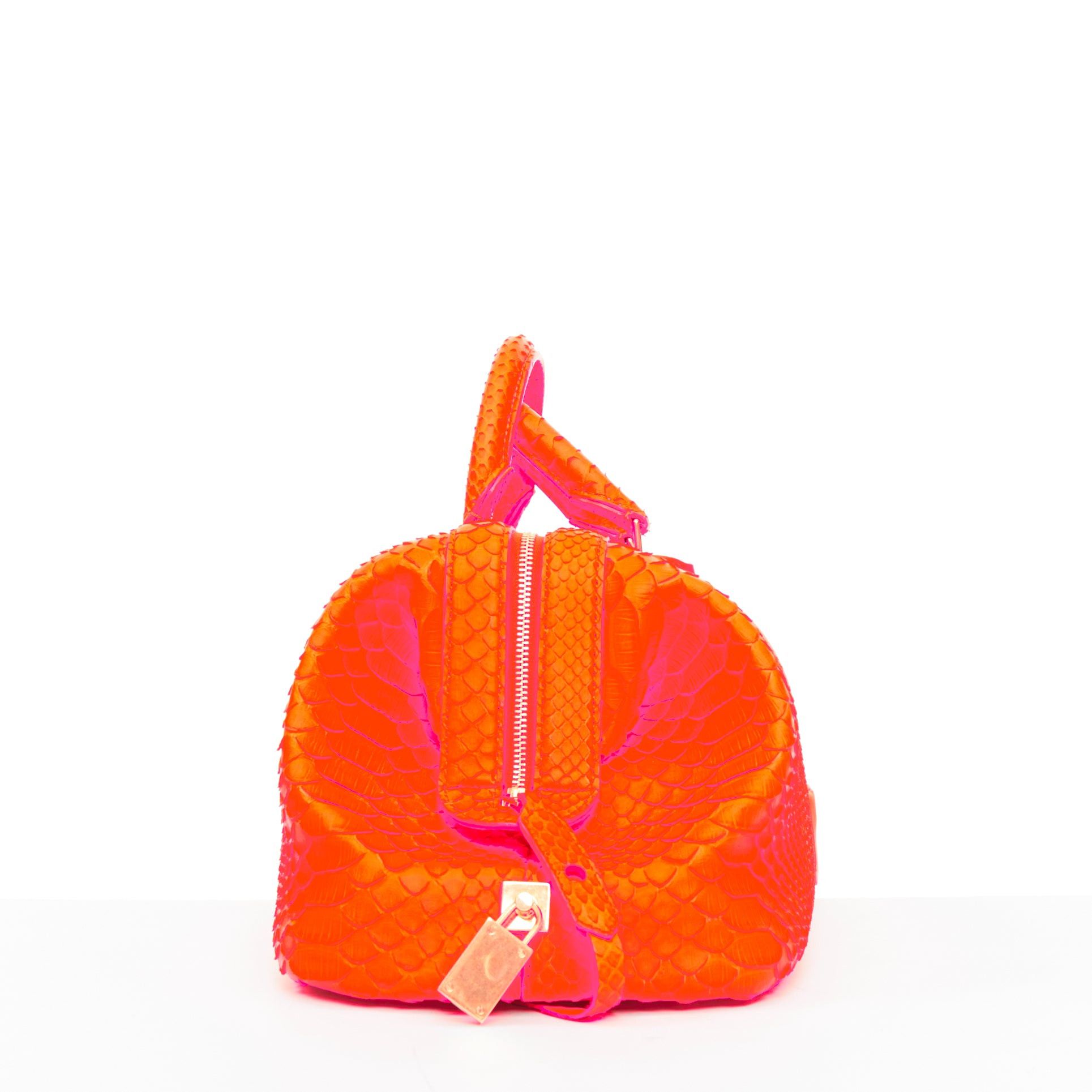 Celine CELINE 2011 Runway Phoebe Philo I Need A Doctor neon orange matte python top handle bag Size ONE SIZE - 4 Thumbnail