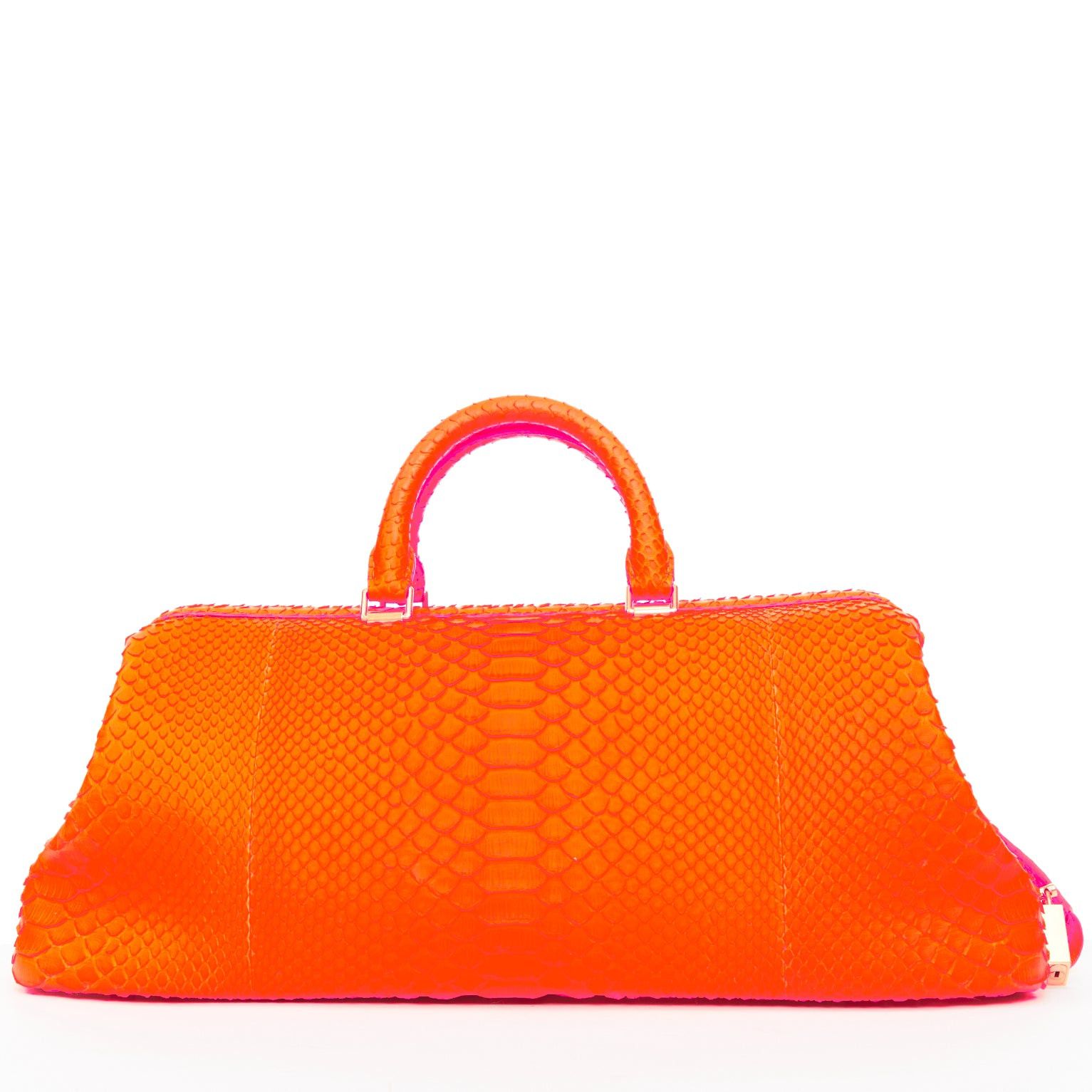 Celine CELINE 2011 Runway Phoebe Philo I Need A Doctor neon orange matte python top handle bag Size ONE SIZE - 5 Thumbnail