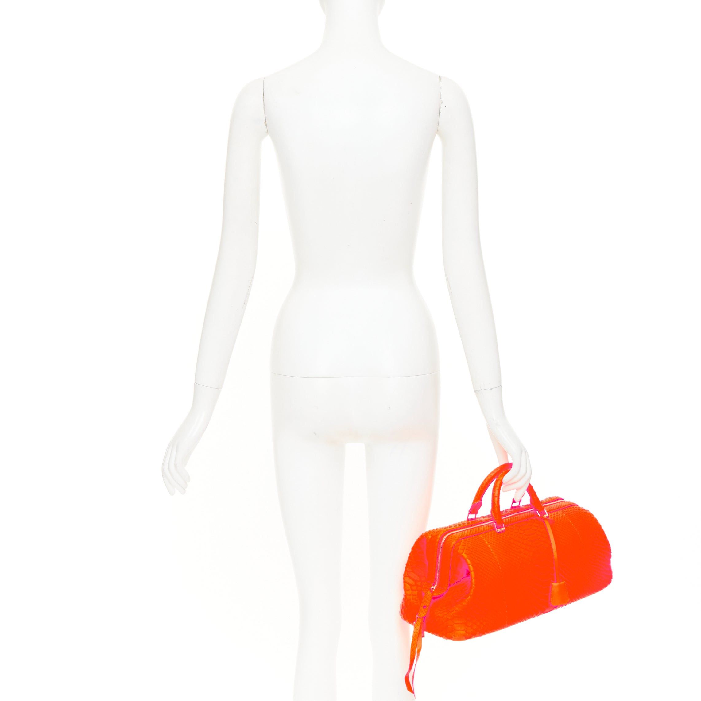 Celine CELINE 2011 Runway Phoebe Philo I Need A Doctor neon orange matte python top handle bag Size ONE SIZE - 2 Thumbnail