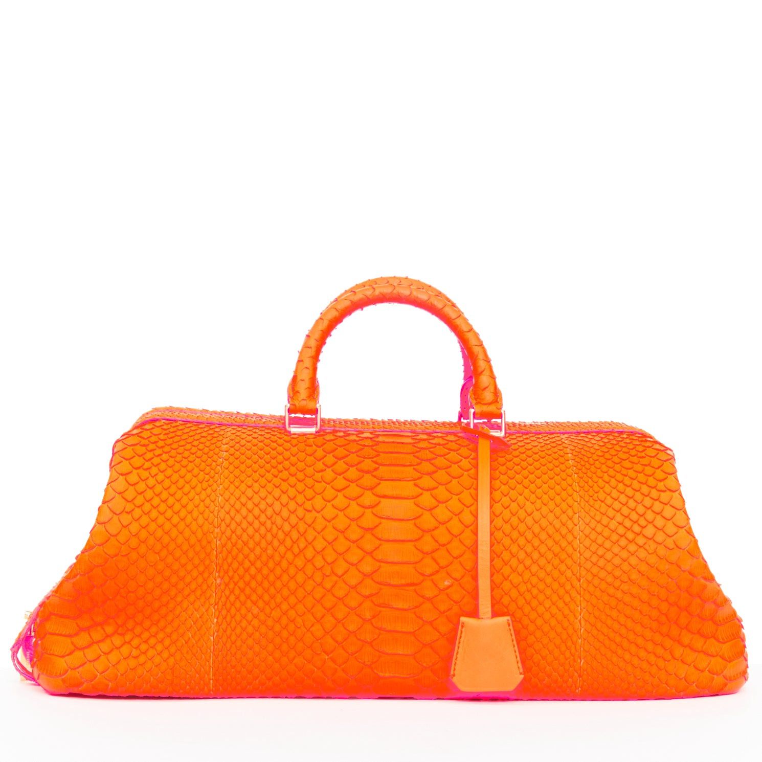 Celine CELINE 2011 Runway Phoebe Philo I Need A Doctor neon orange matte python top handle bag Size ONE SIZE - 3 Thumbnail
