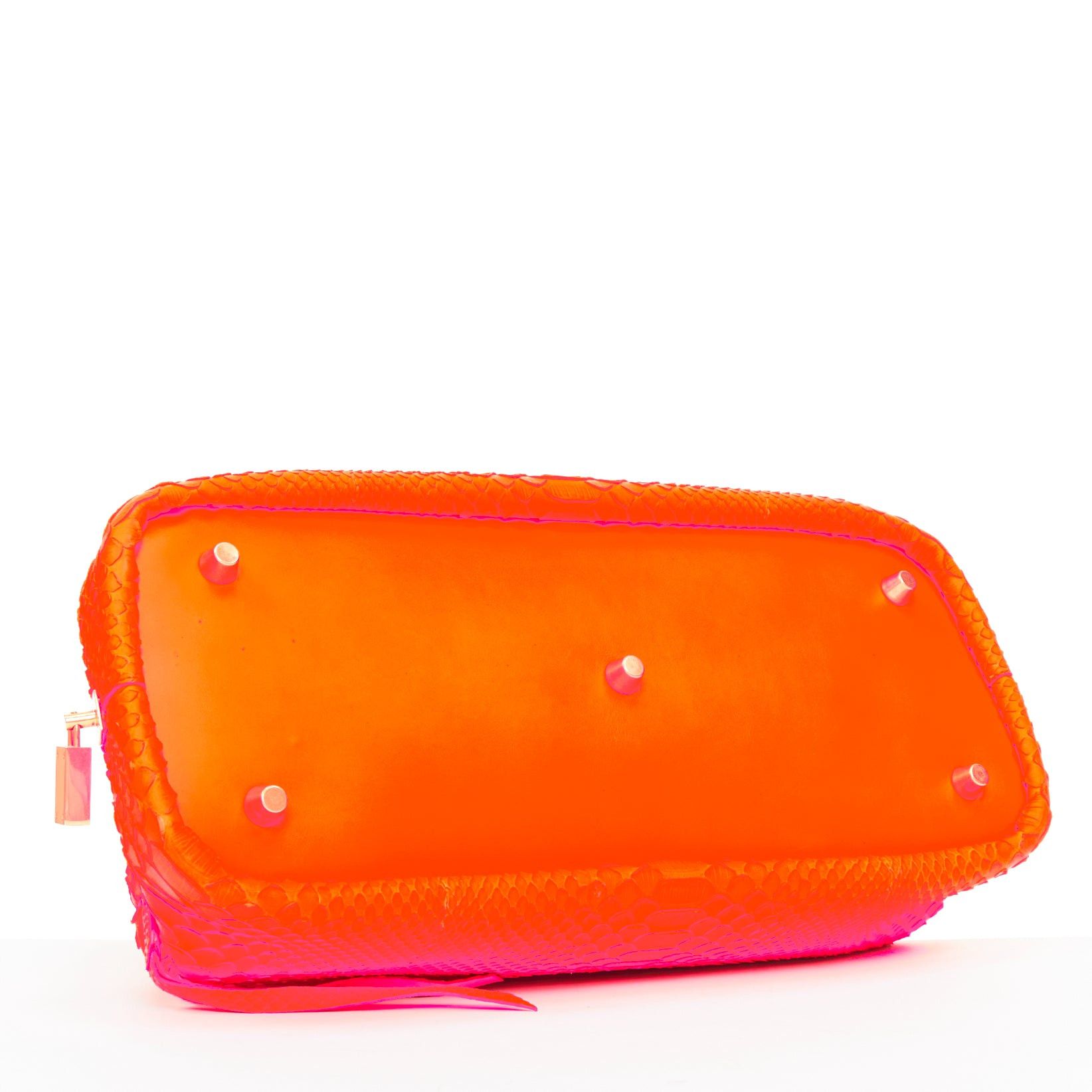 Celine CELINE 2011 Runway Phoebe Philo I Need A Doctor neon orange matte python top handle bag Size ONE SIZE - 6 Thumbnail