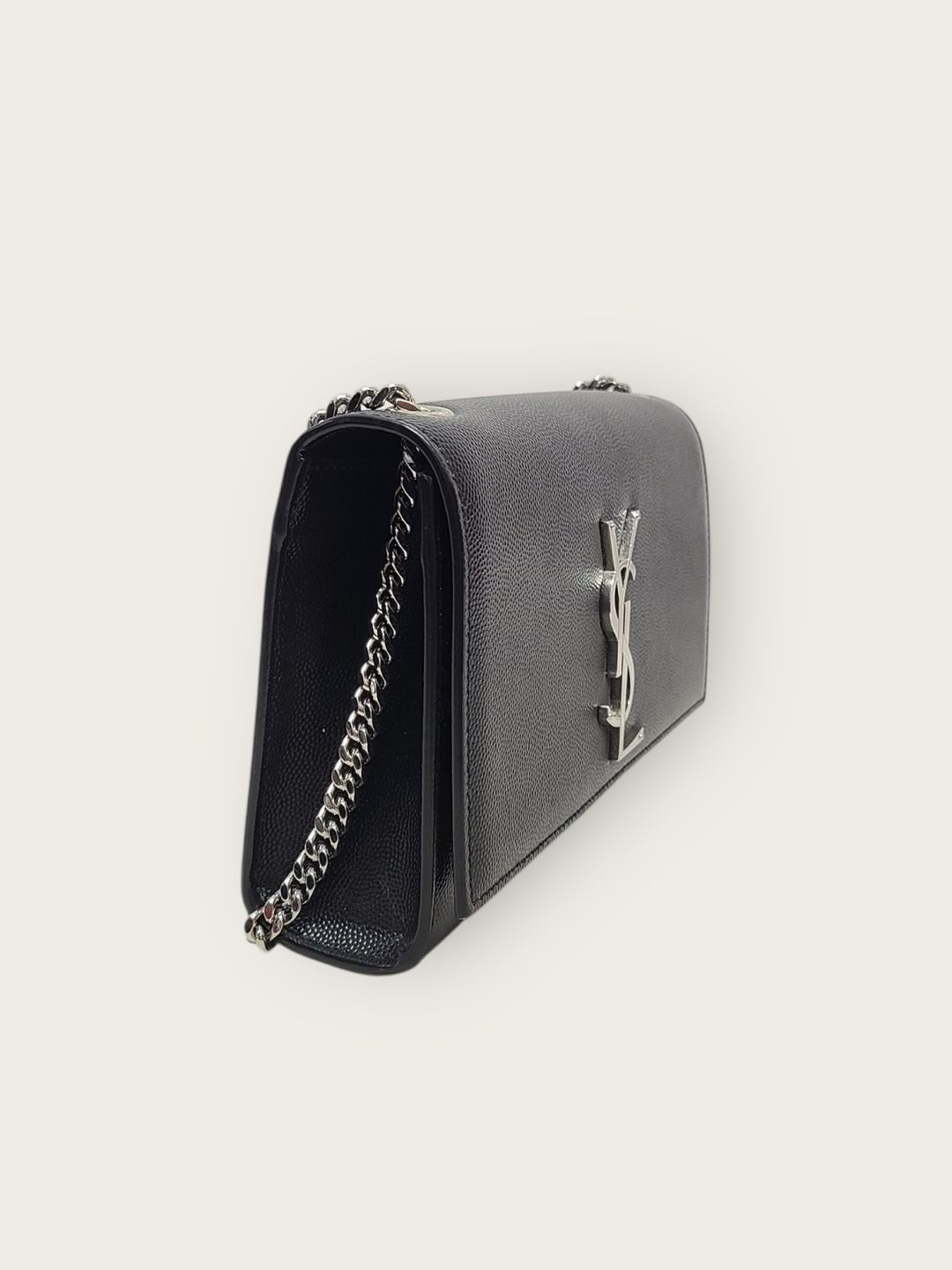 Yves Saint Laurent Black Silver-Trimmed Grande Poudre Leather Kate Bag Small Size ONE SIZE - 4 Thumbnail