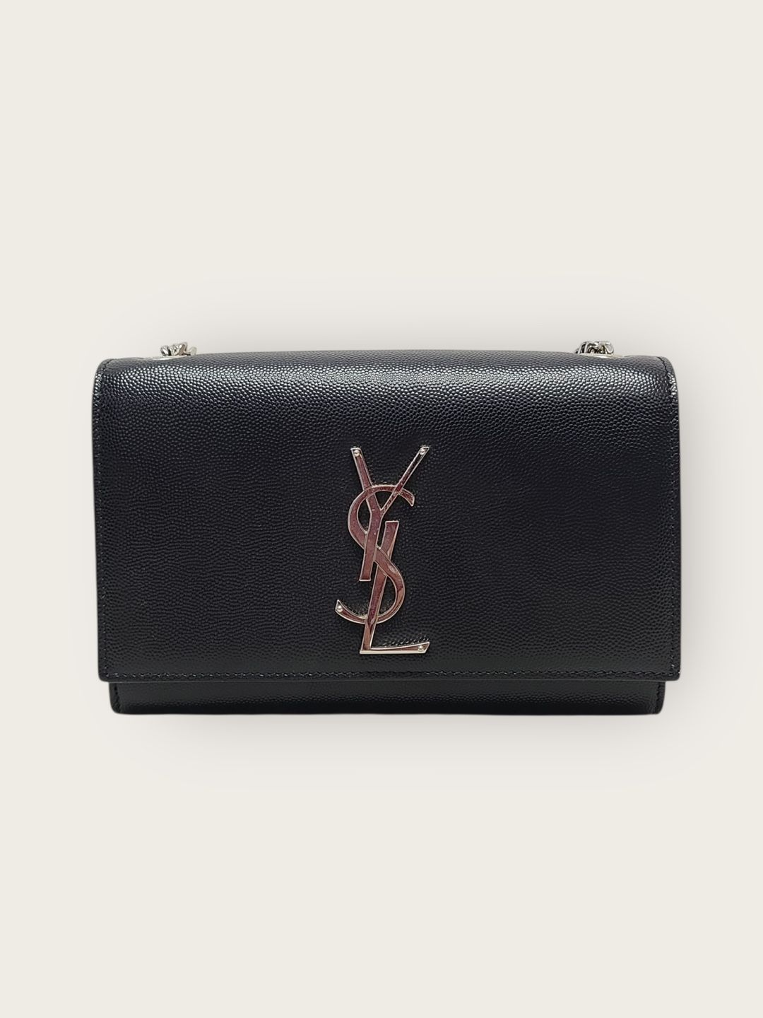 Yves Saint Laurent Black Silver-Trimmed Grande Poudre Leather Kate Bag Small Size ONE SIZE - 2 Thumbnail