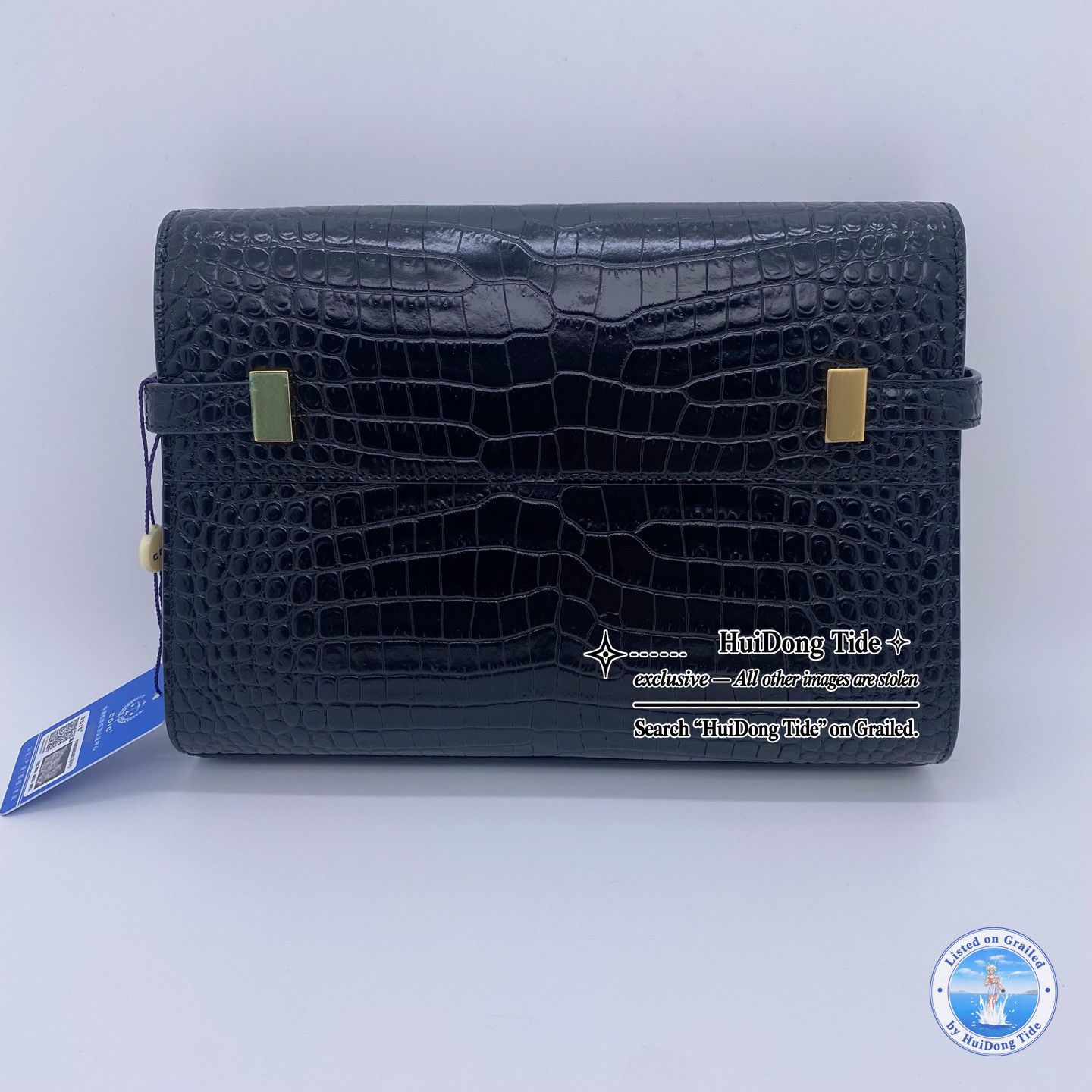 Saint Laurent Paris Saint Laurent Manhattan Crocodile Embossed Leather Bag Size ONE SIZE - 2 Thumbnail