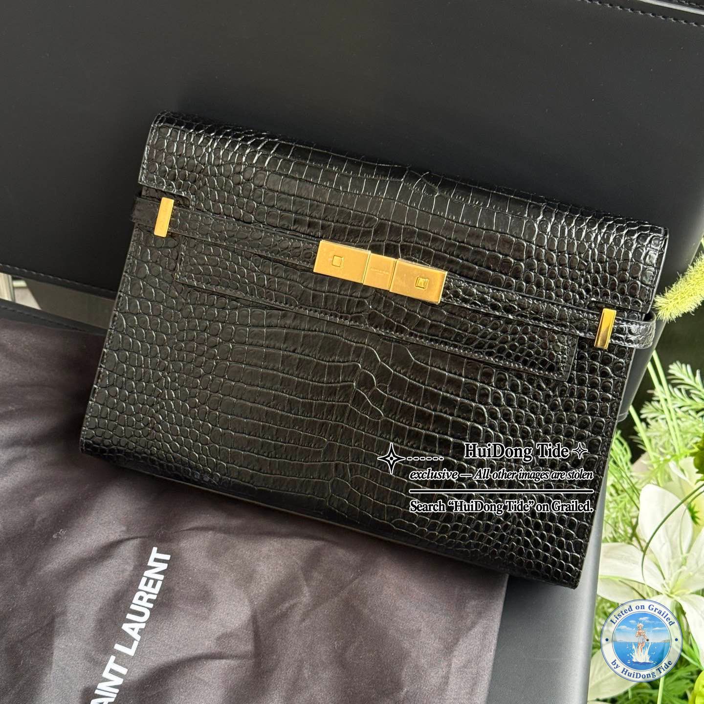 Saint Laurent Paris Saint Laurent Manhattan Crocodile Embossed Shoulder Bag Size ONE SIZE - 5 Thumbnail