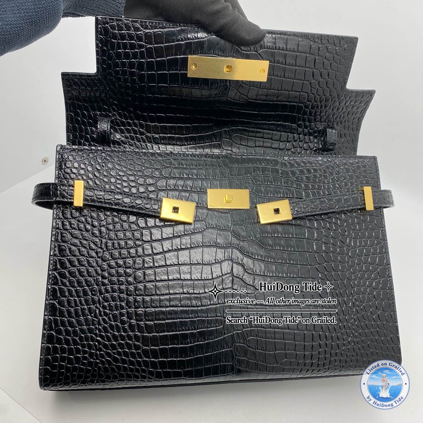 Saint Laurent Paris Saint Laurent Manhattan Crocodile Embossed Shoulder Bag Size ONE SIZE - 13 Thumbnail