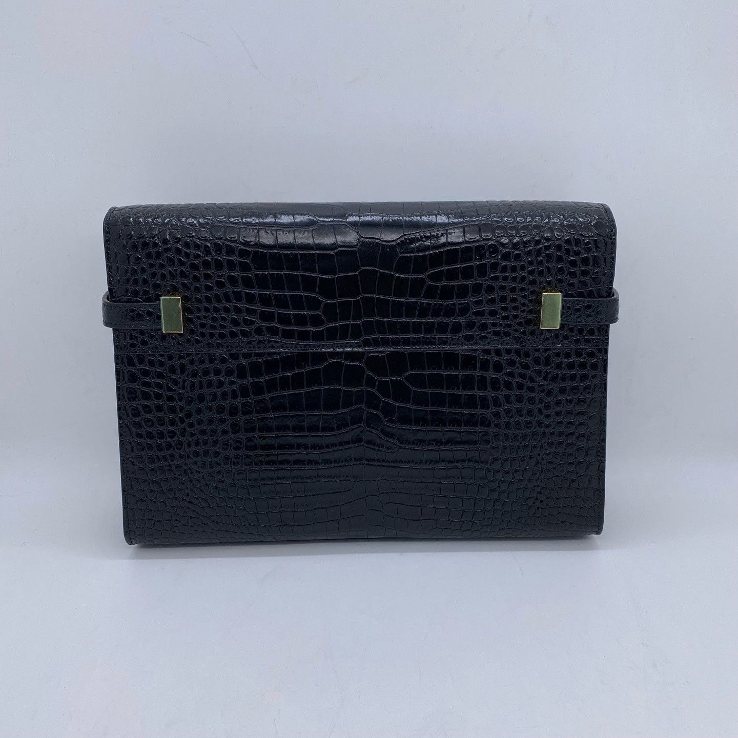 Saint Laurent Paris Saint Laurent Manhattan Crocodile Embossed Shoulder Bag Size ONE SIZE - 2 Thumbnail