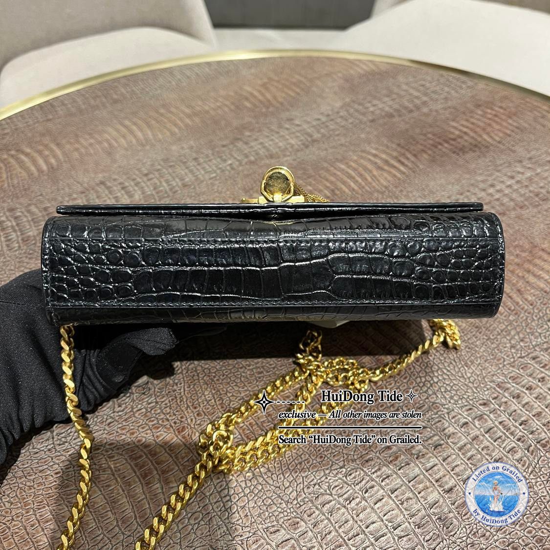 Saint Laurent Paris Saint Laurent Kate Crocodile Embossed Tassel Shoulder Bag Size ONE SIZE - 12 Thumbnail