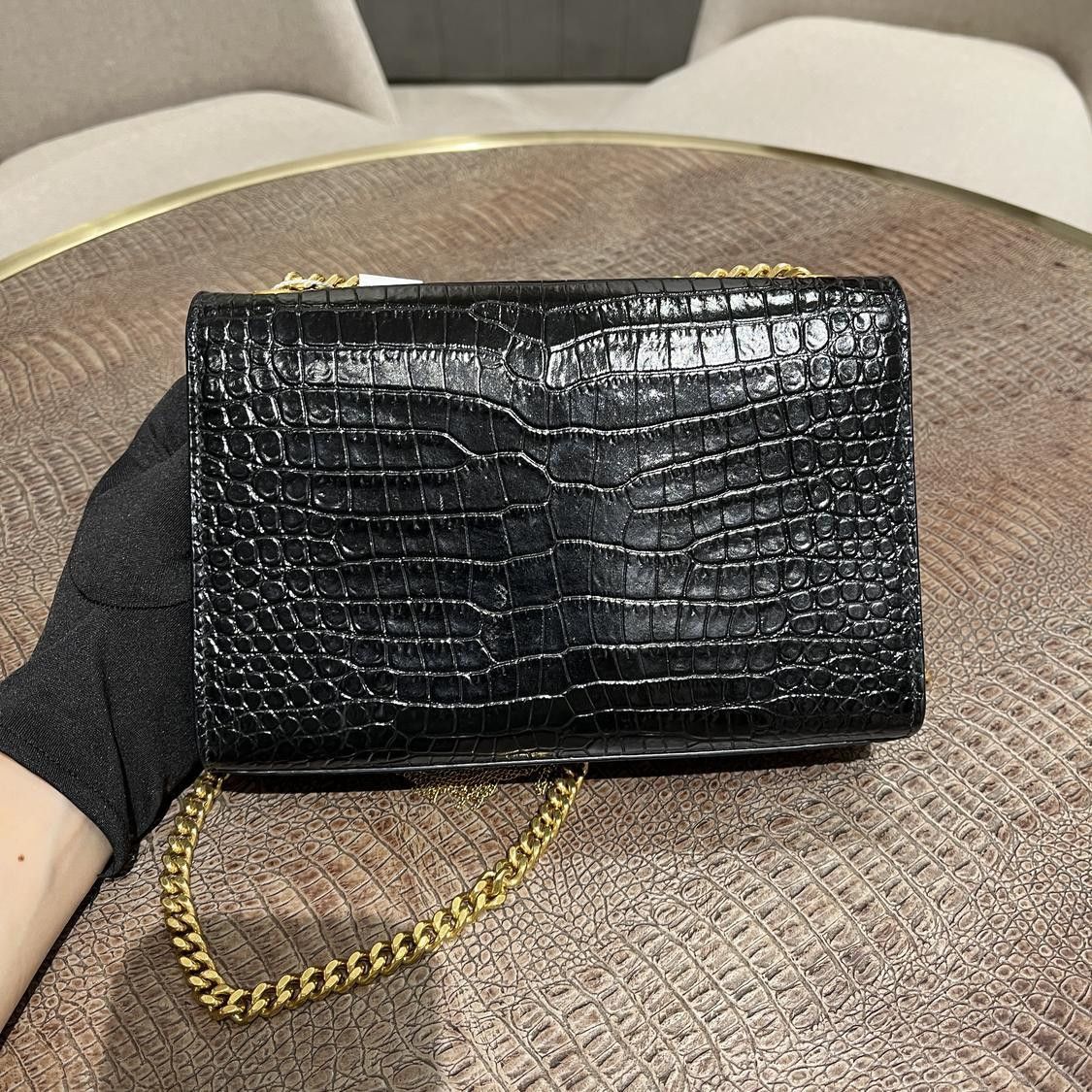 Saint Laurent Paris Saint Laurent Kate Crocodile Embossed Tassel Shoulder Bag Size ONE SIZE - 11 Thumbnail