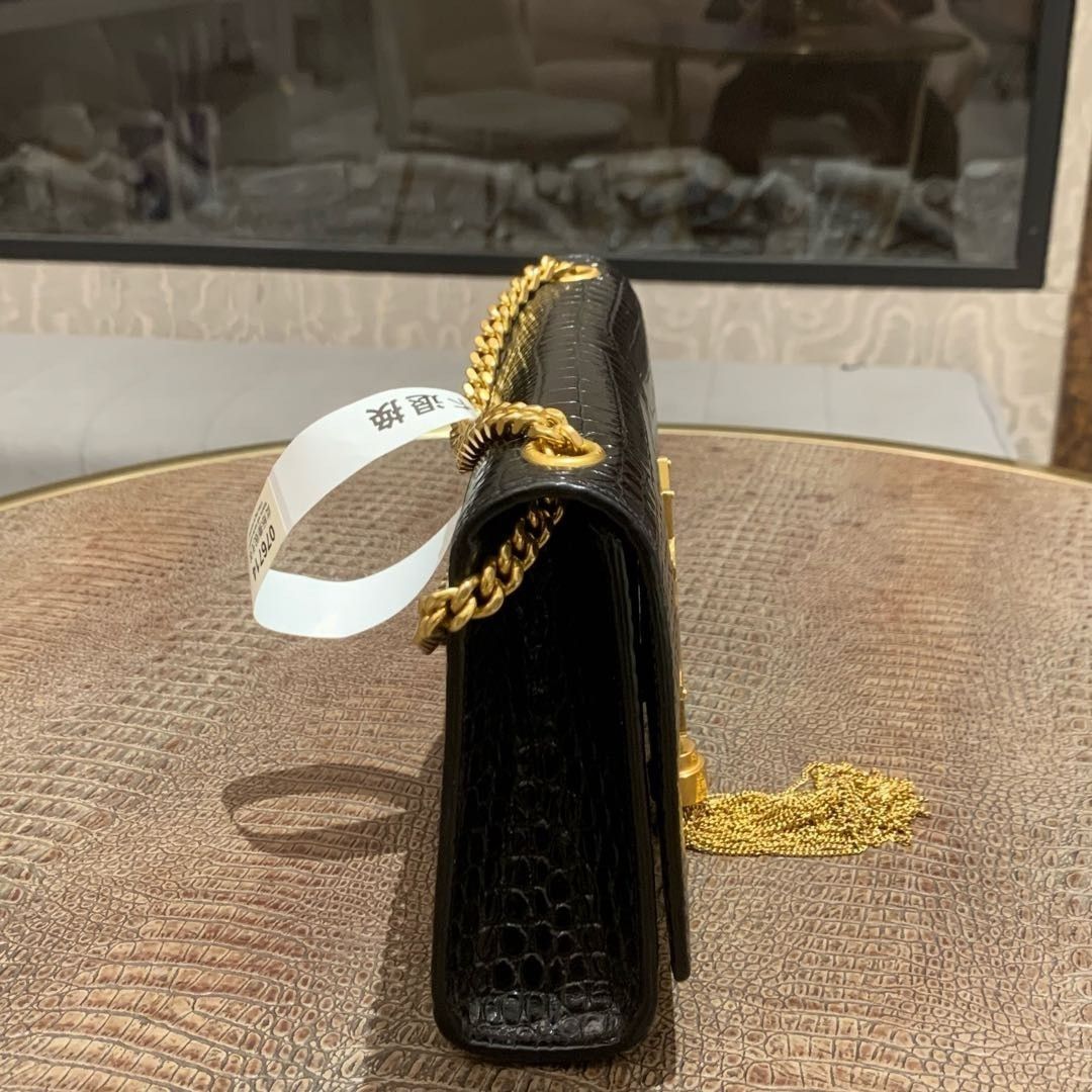 Saint Laurent Paris Saint Laurent Kate Crocodile Embossed Tassel Shoulder Bag Size ONE SIZE - 4 Thumbnail