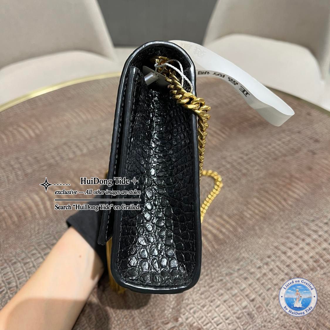 Saint Laurent Paris Saint Laurent Kate Crocodile Embossed Tassel Shoulder Bag Size ONE SIZE - 10 Thumbnail