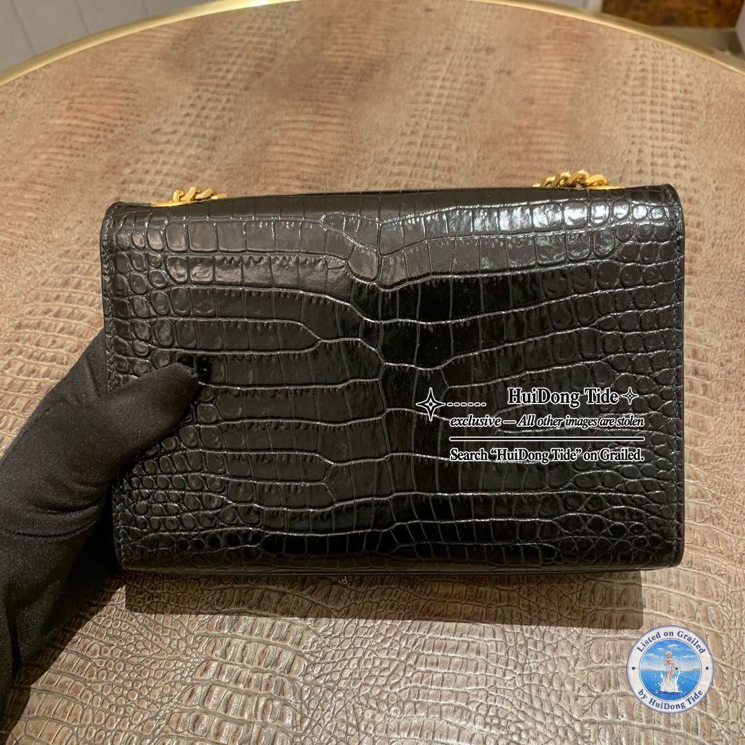 Saint Laurent Paris Saint Laurent Kate Crocodile Embossed Tassel Shoulder Bag Size ONE SIZE - 2 Thumbnail
