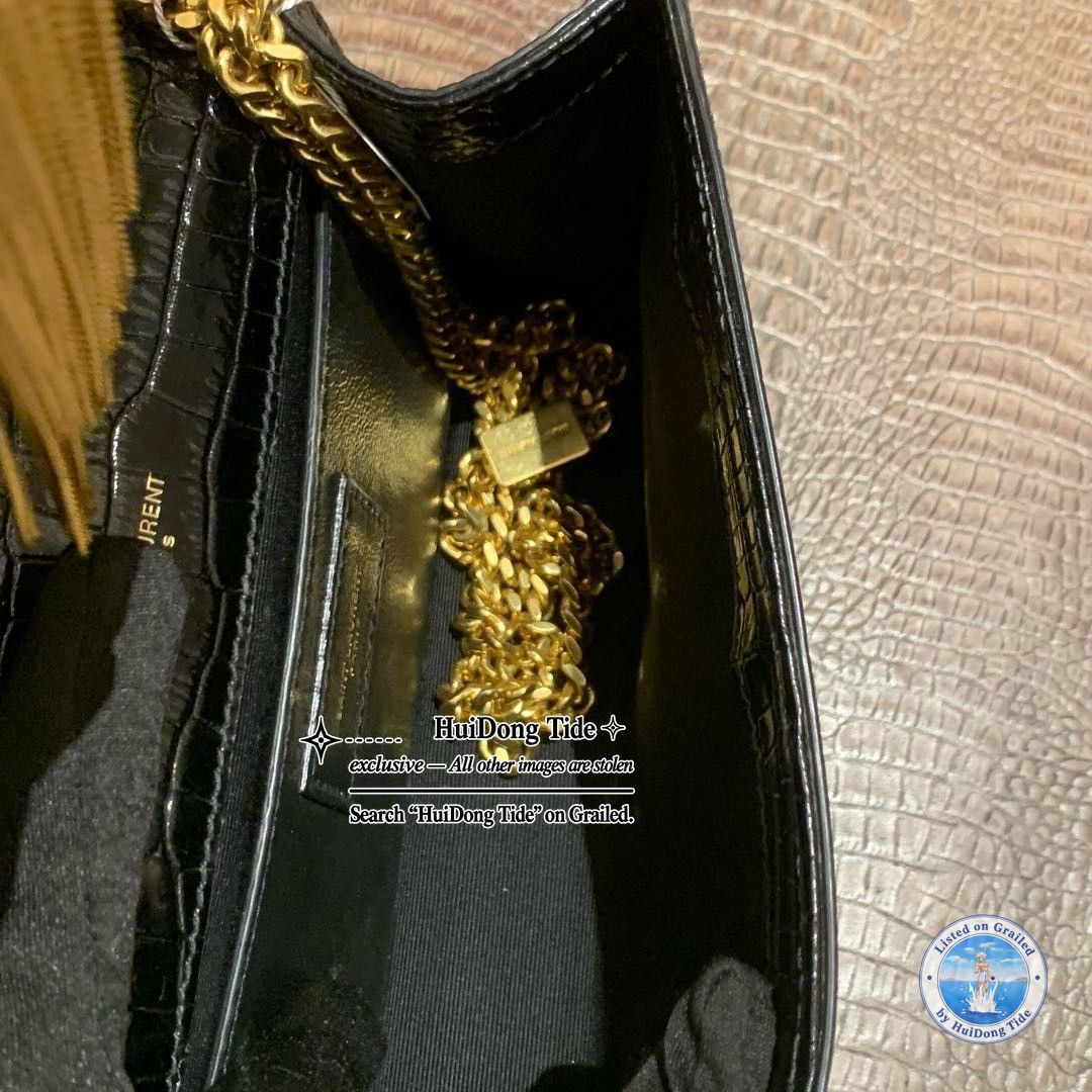 Saint Laurent Paris Saint Laurent Kate Crocodile Embossed Tassel Shoulder Bag Size ONE SIZE - 7 Thumbnail