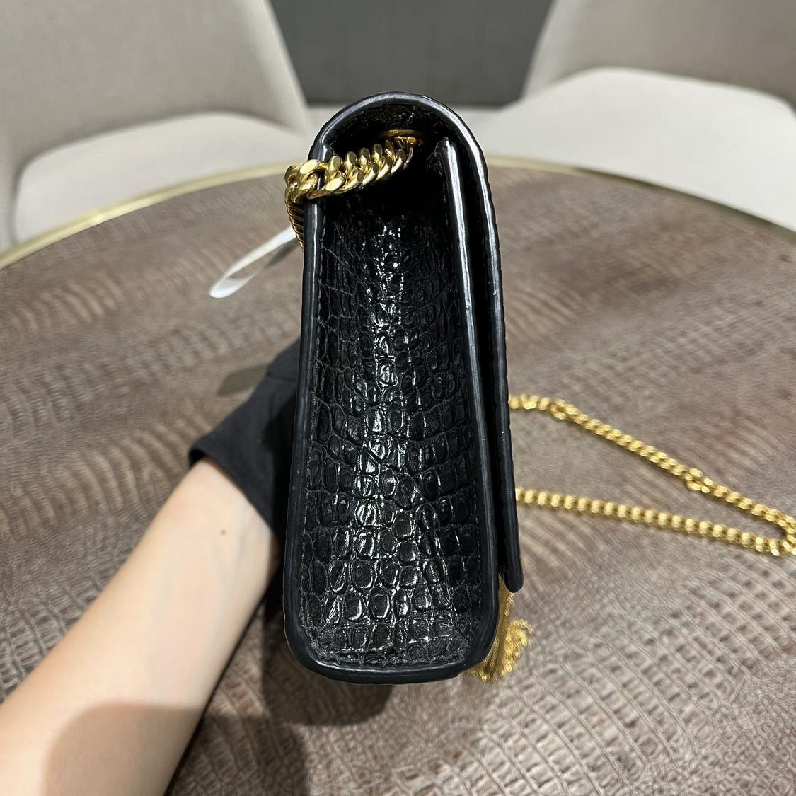 Saint Laurent Paris Saint Laurent Kate Crocodile Embossed Tassel Shoulder Bag Size ONE SIZE - 9 Thumbnail
