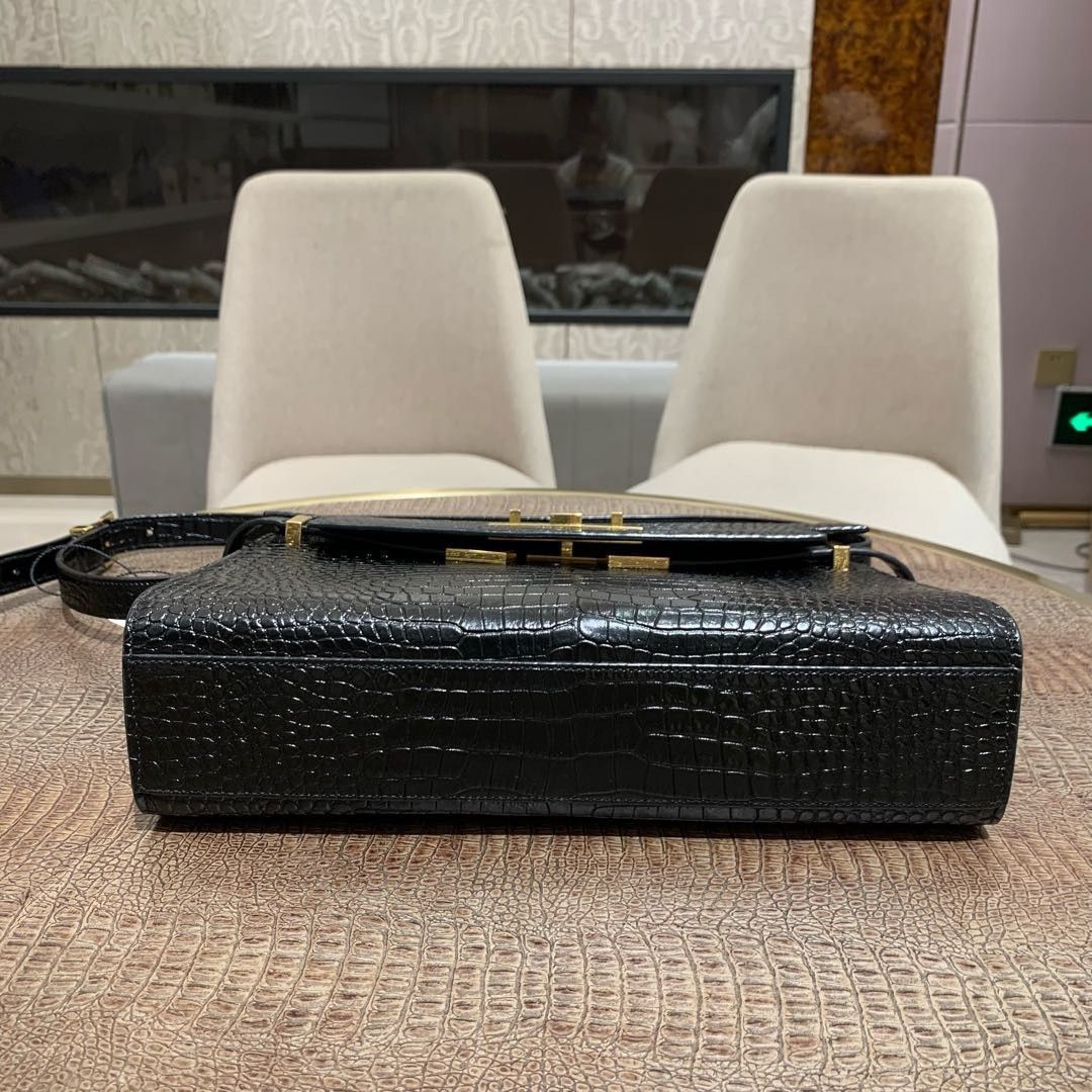 Saint Laurent Paris Saint Laurent Manhattan Croc Embossed Handle Bag Size ONE SIZE - 6 Thumbnail