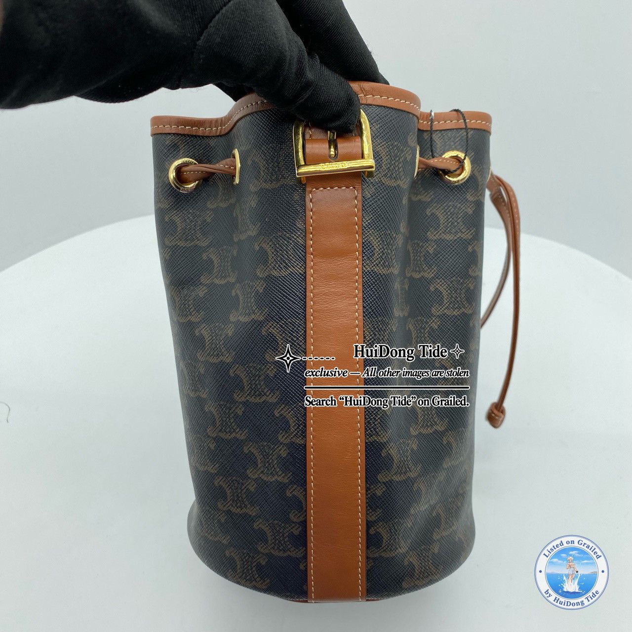 Celine CELINE Triomphe Canvas Bucket Bag Brown Size ONE SIZE - 5 Thumbnail