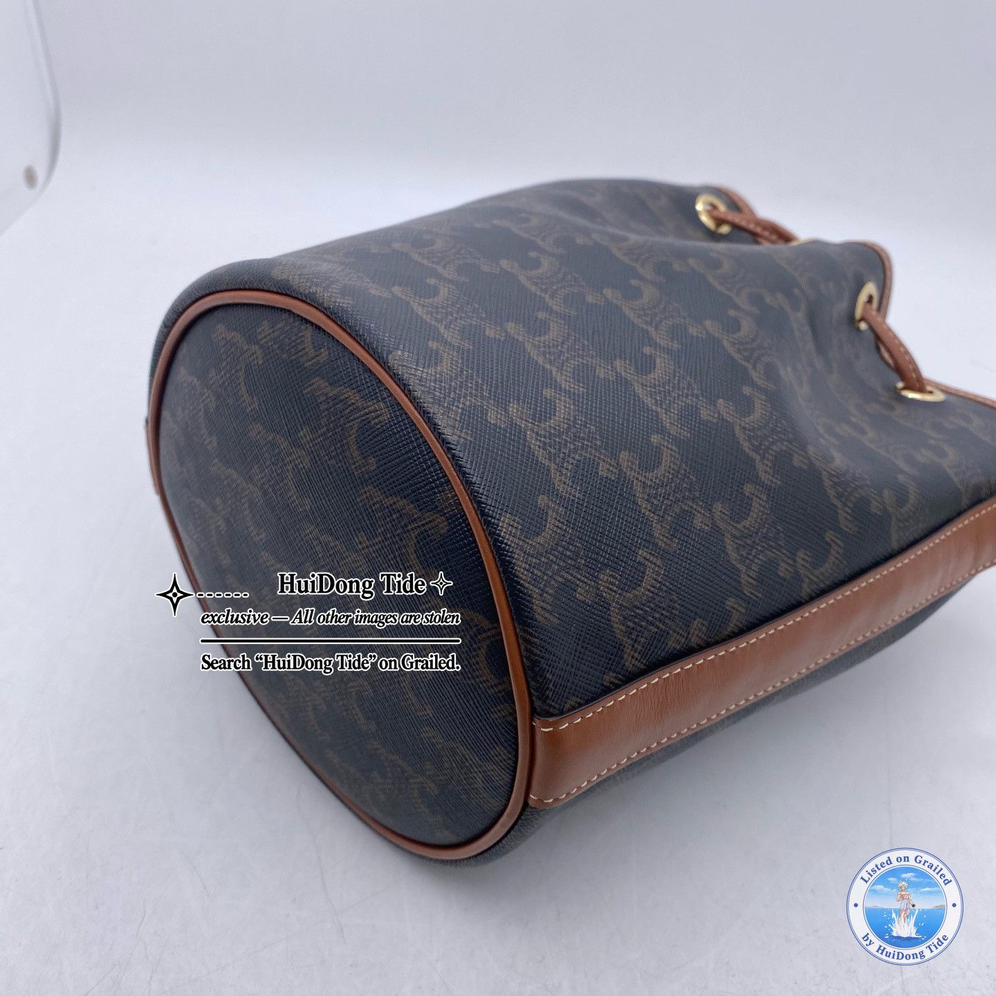 Celine CELINE Triomphe Canvas Bucket Bag Brown Size ONE SIZE - 13 Thumbnail