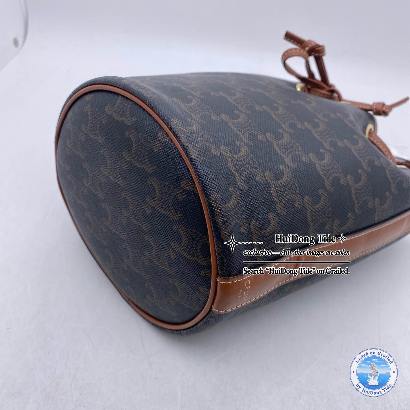 Celine CELINE Triomphe Canvas Bucket Bag Brown Size ONE SIZE - 11 Thumbnail
