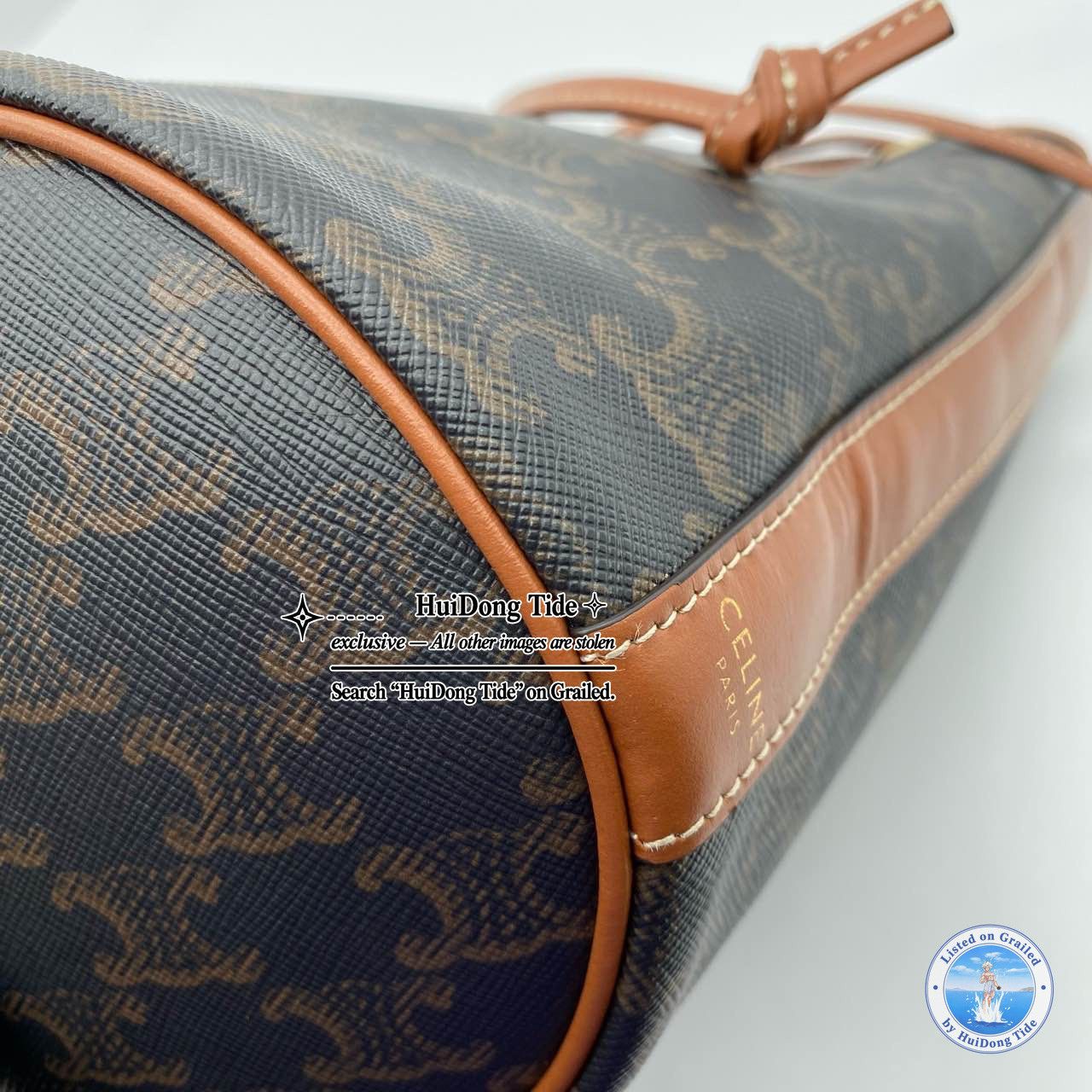 Celine CELINE Triomphe Canvas Bucket Bag Brown Size ONE SIZE - 9 Thumbnail