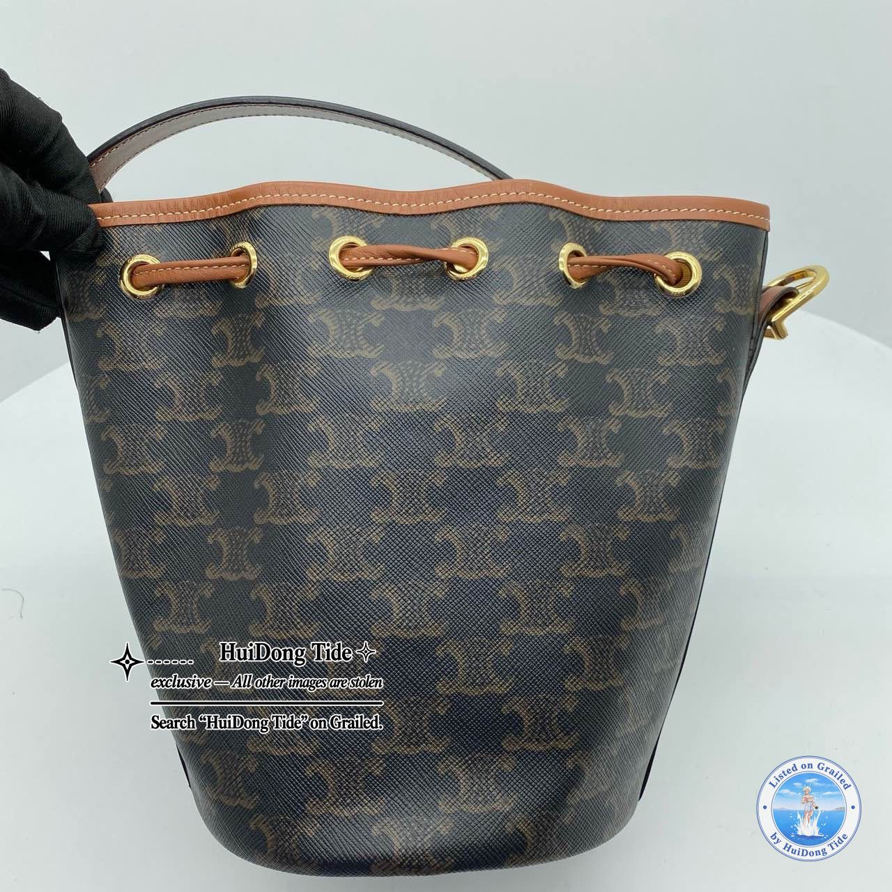 Celine CELINE Triomphe Canvas Bucket Bag Brown Size ONE SIZE - 2 Thumbnail