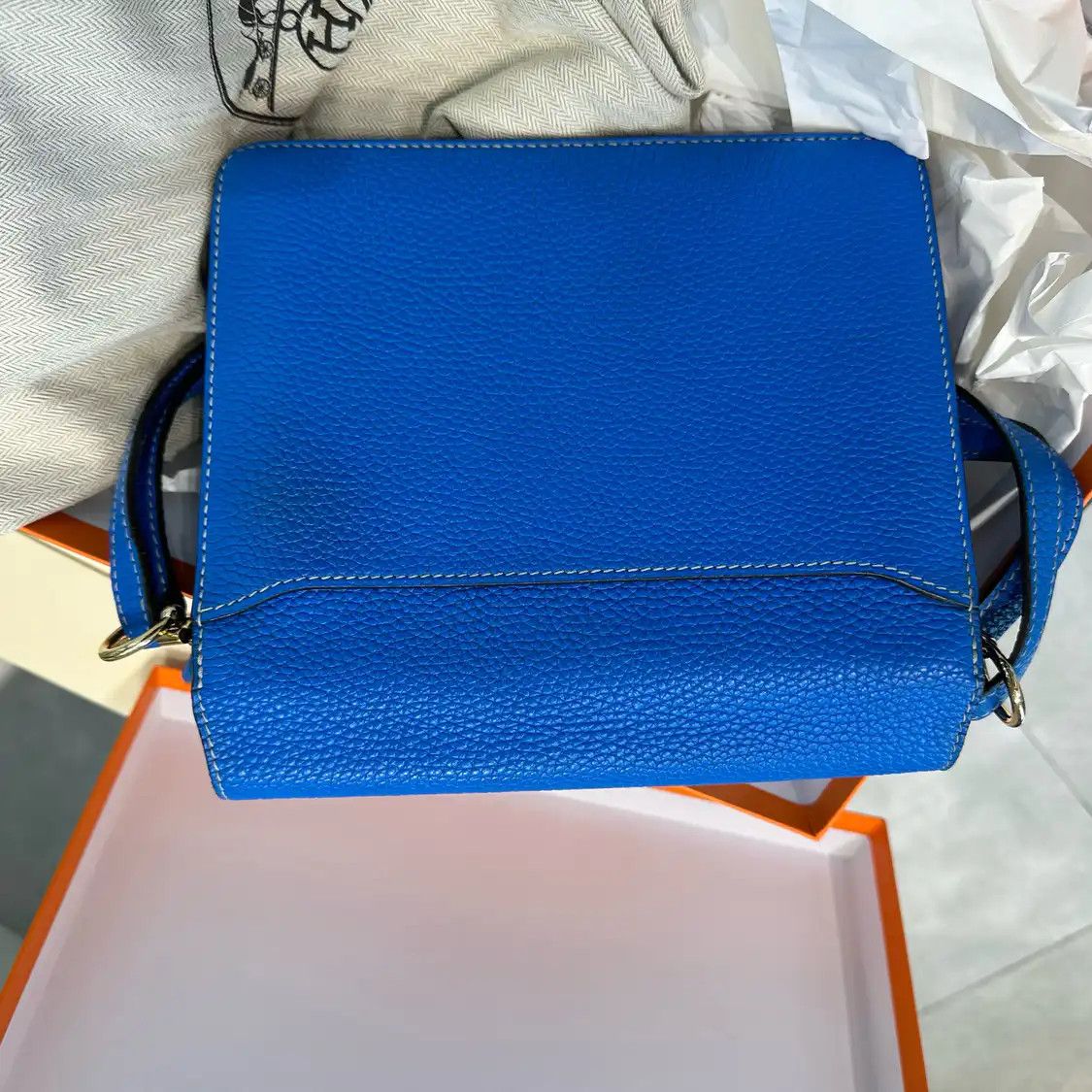 Hermes Hermes Roulis mini blue Evercolor cowhide leather Roulis crossbody bag gold hard Size ONE SIZE - 4 Thumbnail