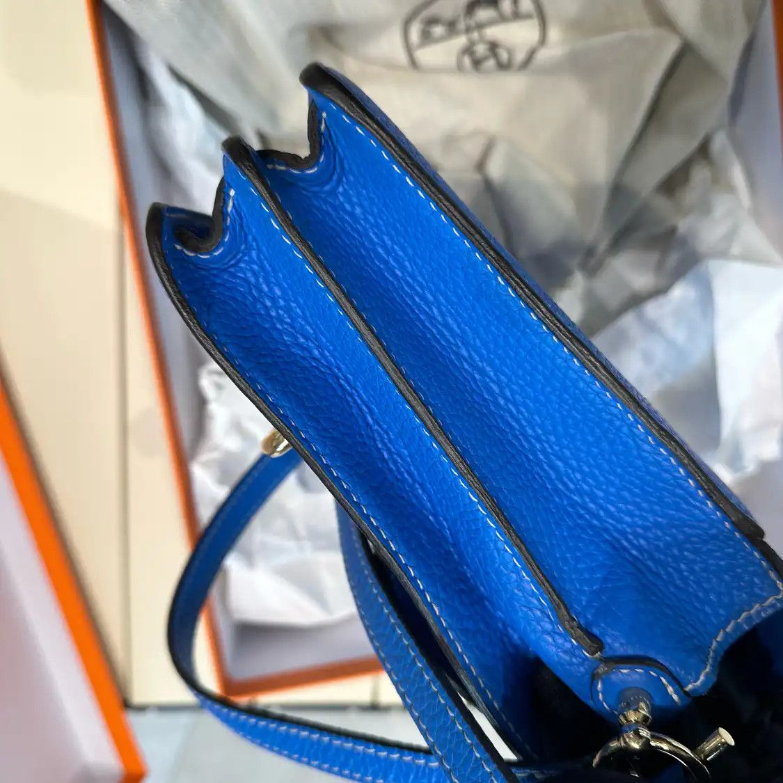Hermes Hermes Roulis mini blue Evercolor cowhide leather Roulis crossbody bag gold hard Size ONE SIZE - 6 Thumbnail