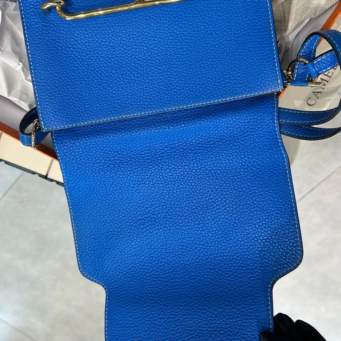 Hermes Hermes Roulis mini blue Evercolor cowhide leather Roulis crossbody bag gold hard Size ONE SIZE - 11 Thumbnail