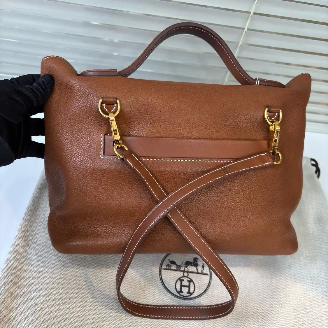 Hermes Hermes 24 29 Gold Brown Faubourg cowhide leather handbag gold hardware D Size ONE SIZE - 8 Thumbnail